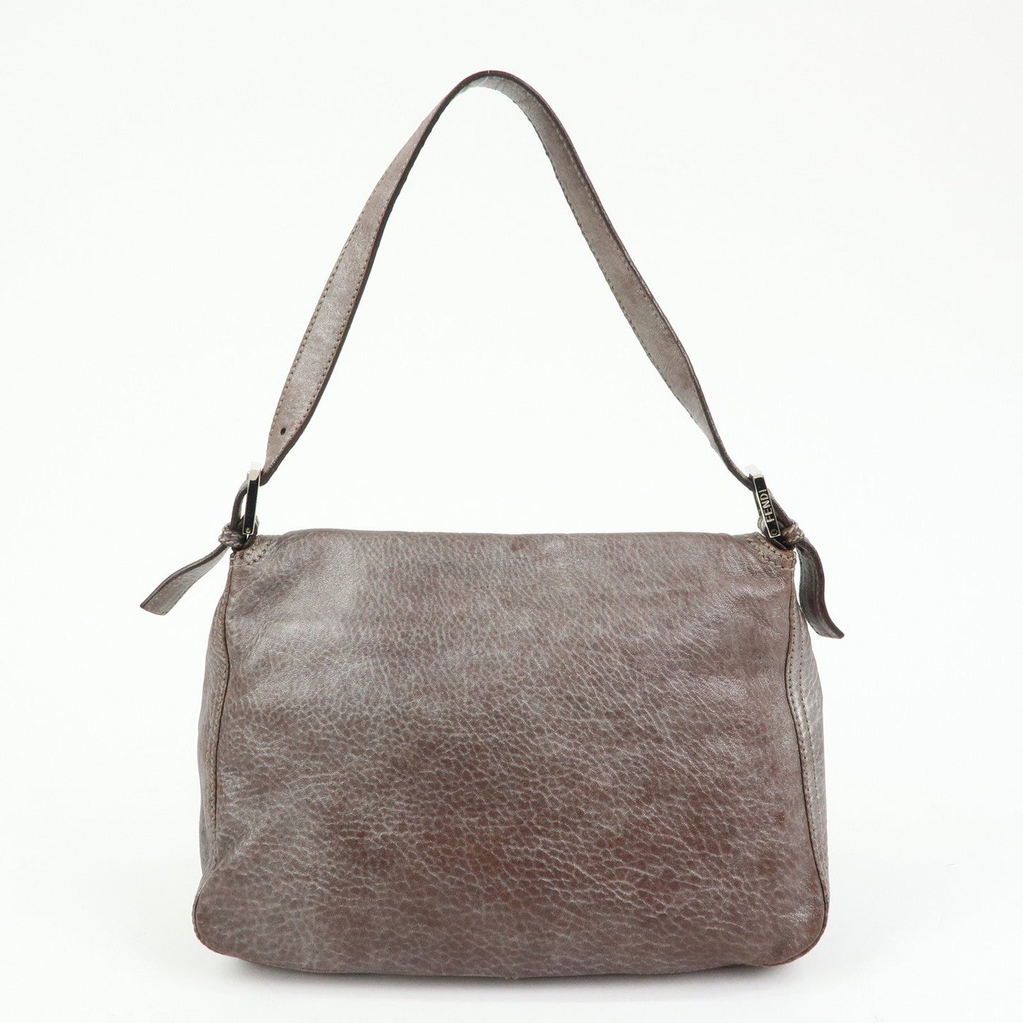 FENDI Mamma Baguette Leather Shoulder Bag Metallic Brown 8BR001