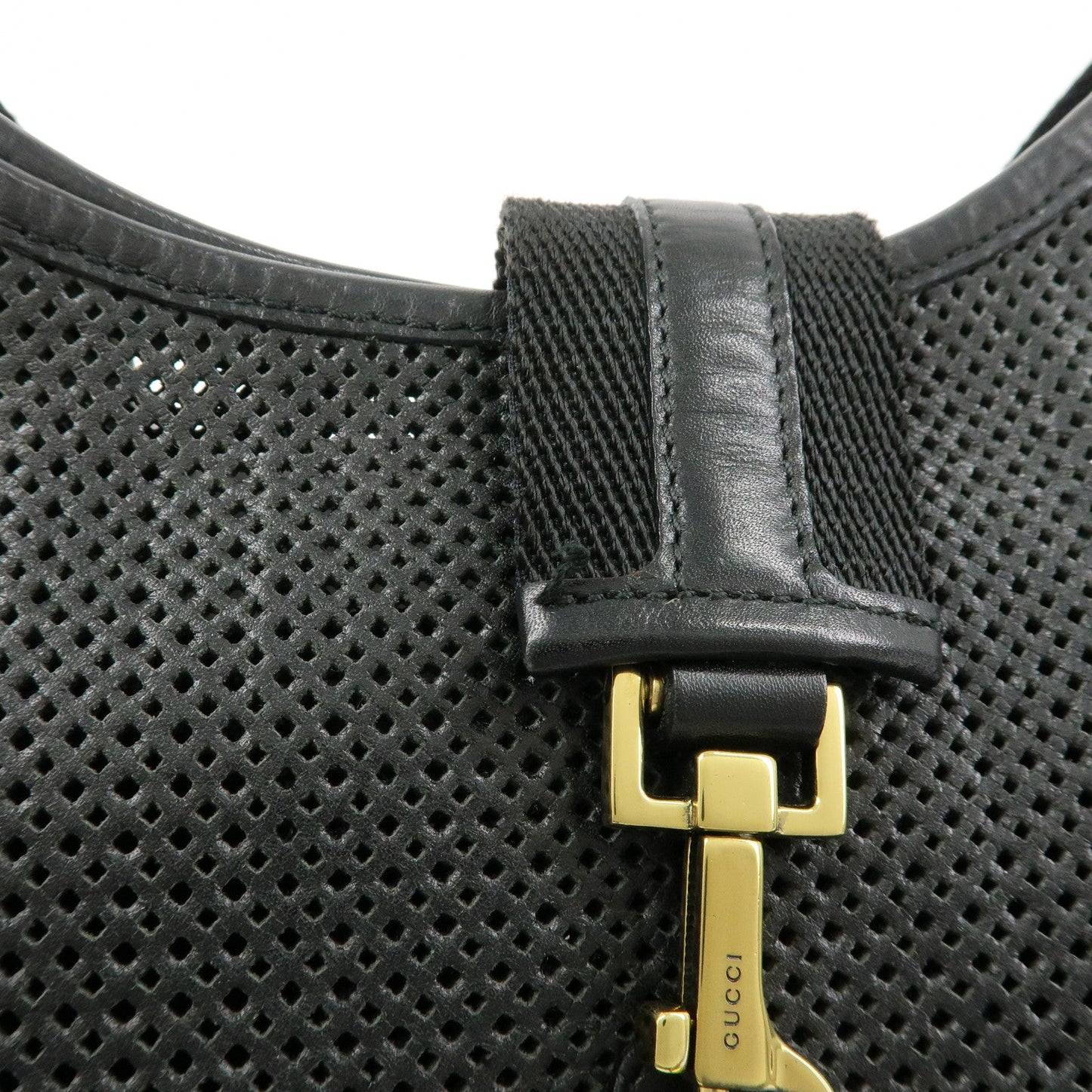 GUCCI Leather Canvas Shoulder Bag Hand Bag Black 02736