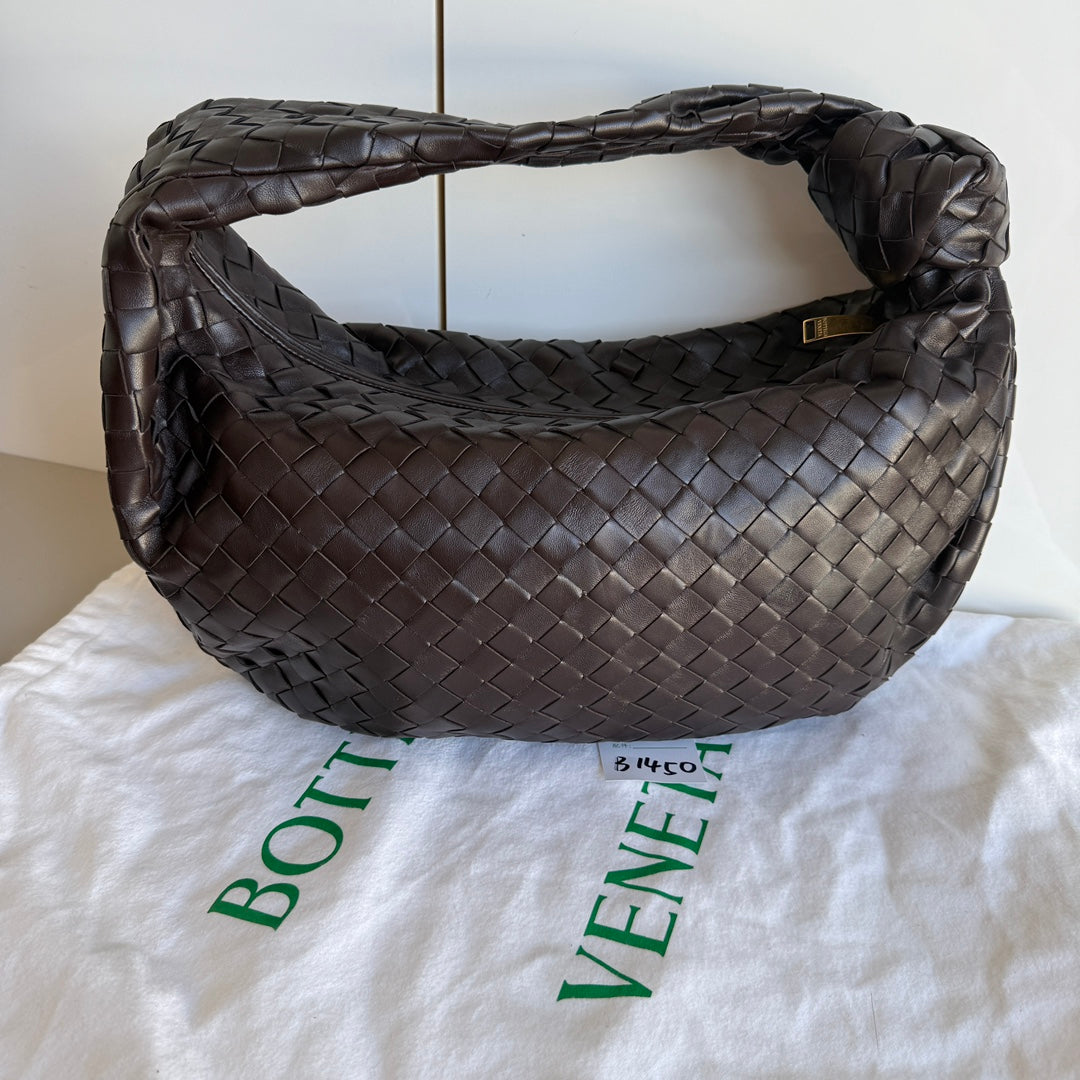 Bottega Veneta Jodie Small Lambskin Leather Dark Chocolate Brown