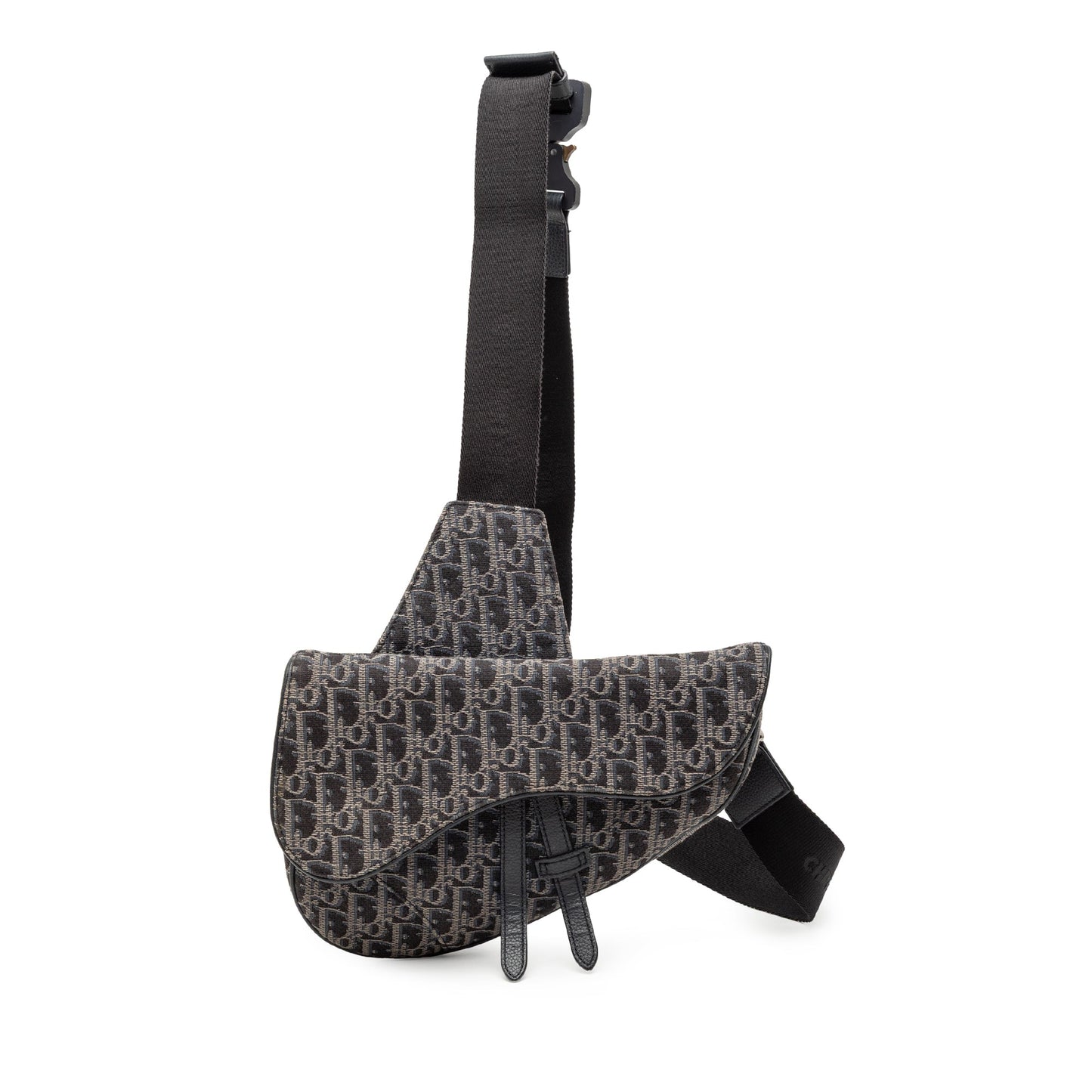 Black Dior Oblique Canvas Saddle Crossbody