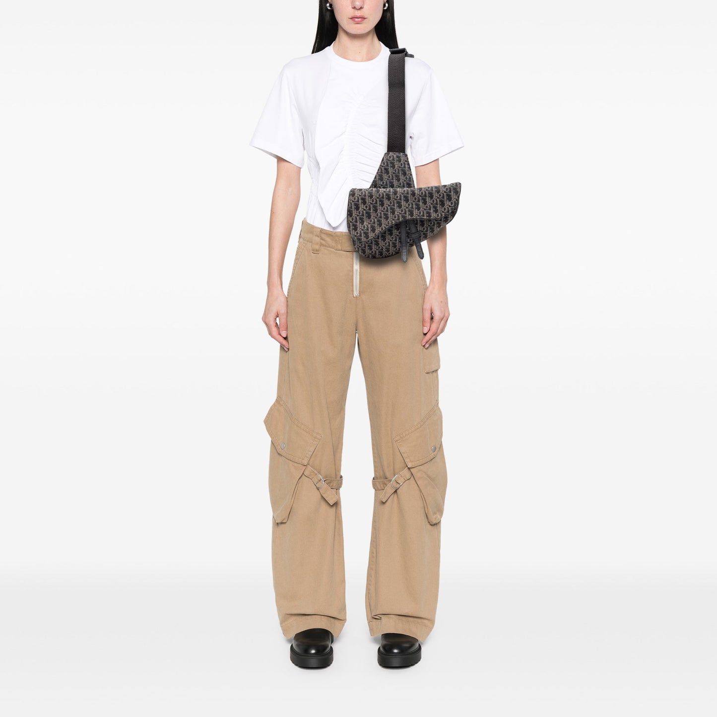 Black Dior Oblique Canvas Saddle Crossbody