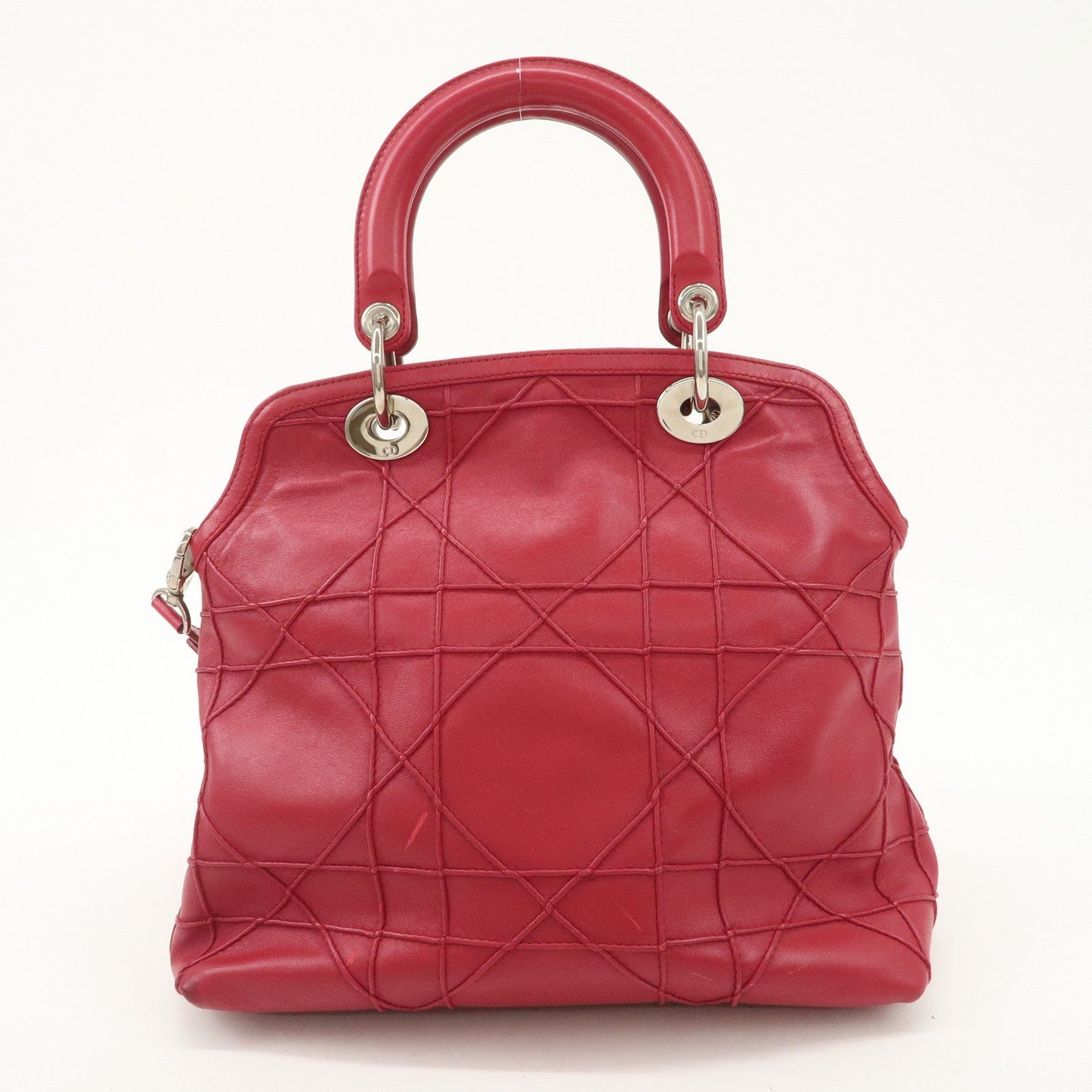 Christian Dior Leather 2Way Bag Hand Bag Shoulder Bag Pink