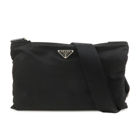 PRADA Triangle Logo Nylon Leather Shoulder Bag Crossbody Bag black