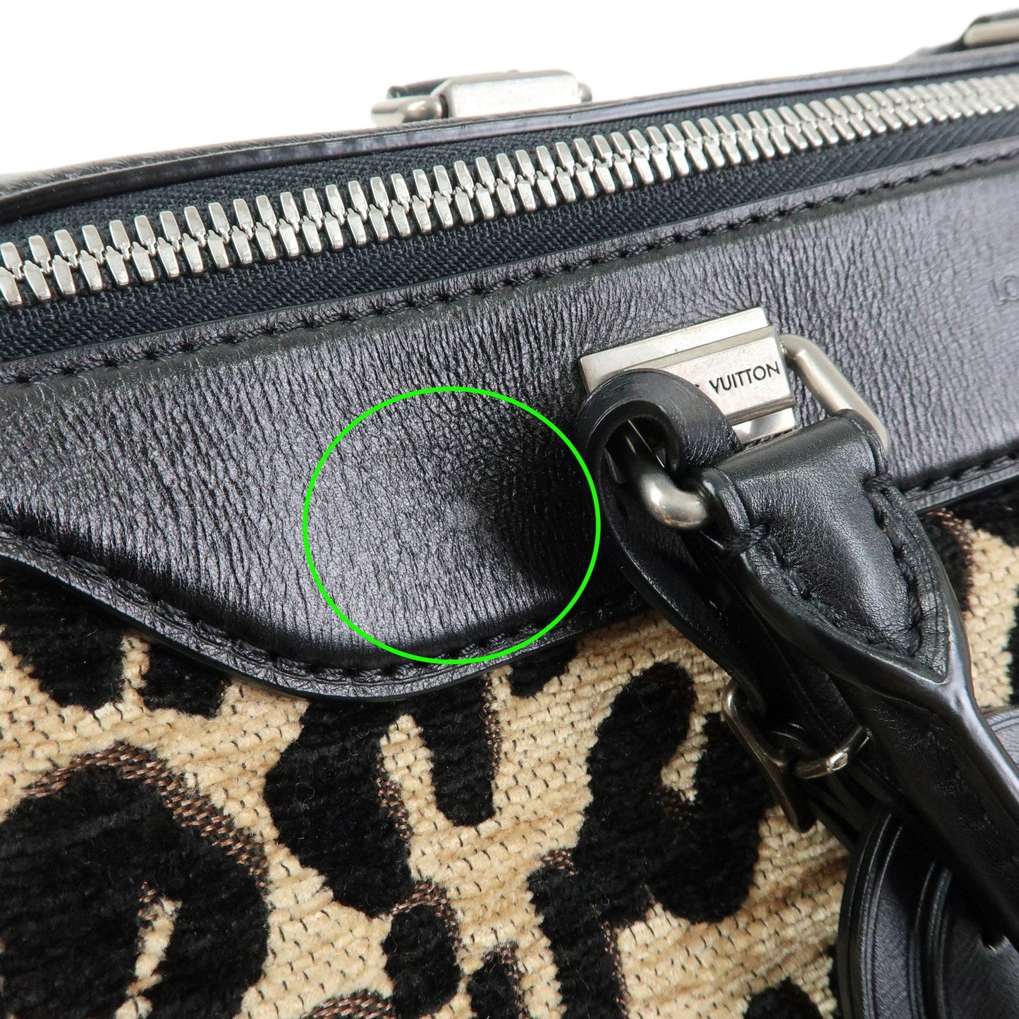 Louis Vuitton Speedy 30 Leopard Corduroy Leather Boston Bag M97396