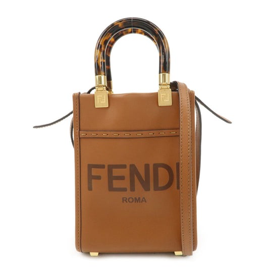 FENDI Sunshine Leather Shopper Small 2Way Bag Shoulder Bag 8BS051