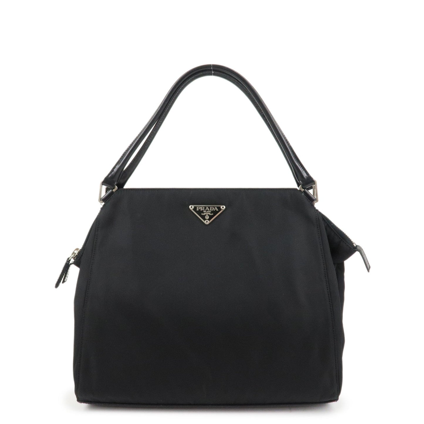 PRADA Triangle Logo Nylon Leather Tote Bag Shoulder Bag B11093