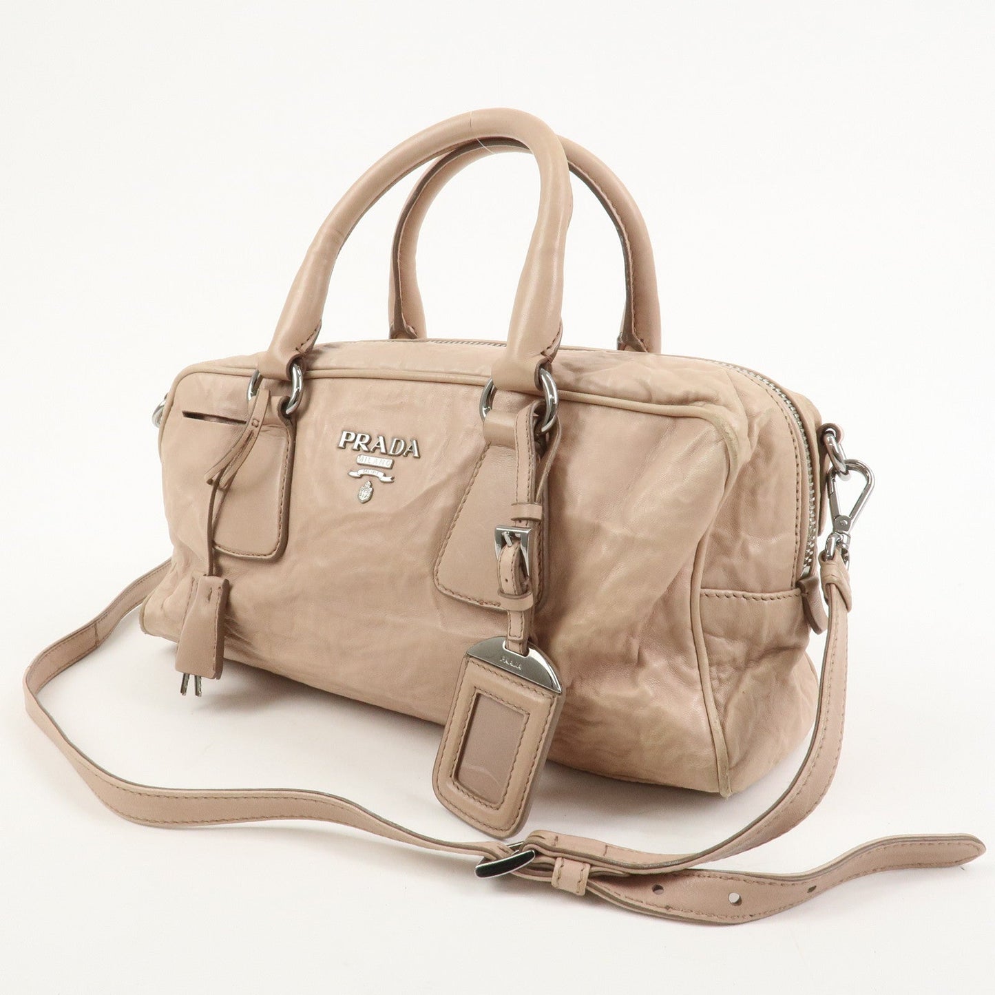 PRADA Nappa Leather 2Way Bag Hand Bag Shoulder Bag Light Pink
