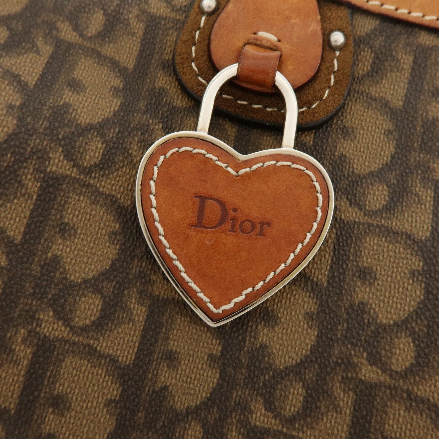 Christian Dior Romantic Trotter PVC Leather Shoulder Bag Brown