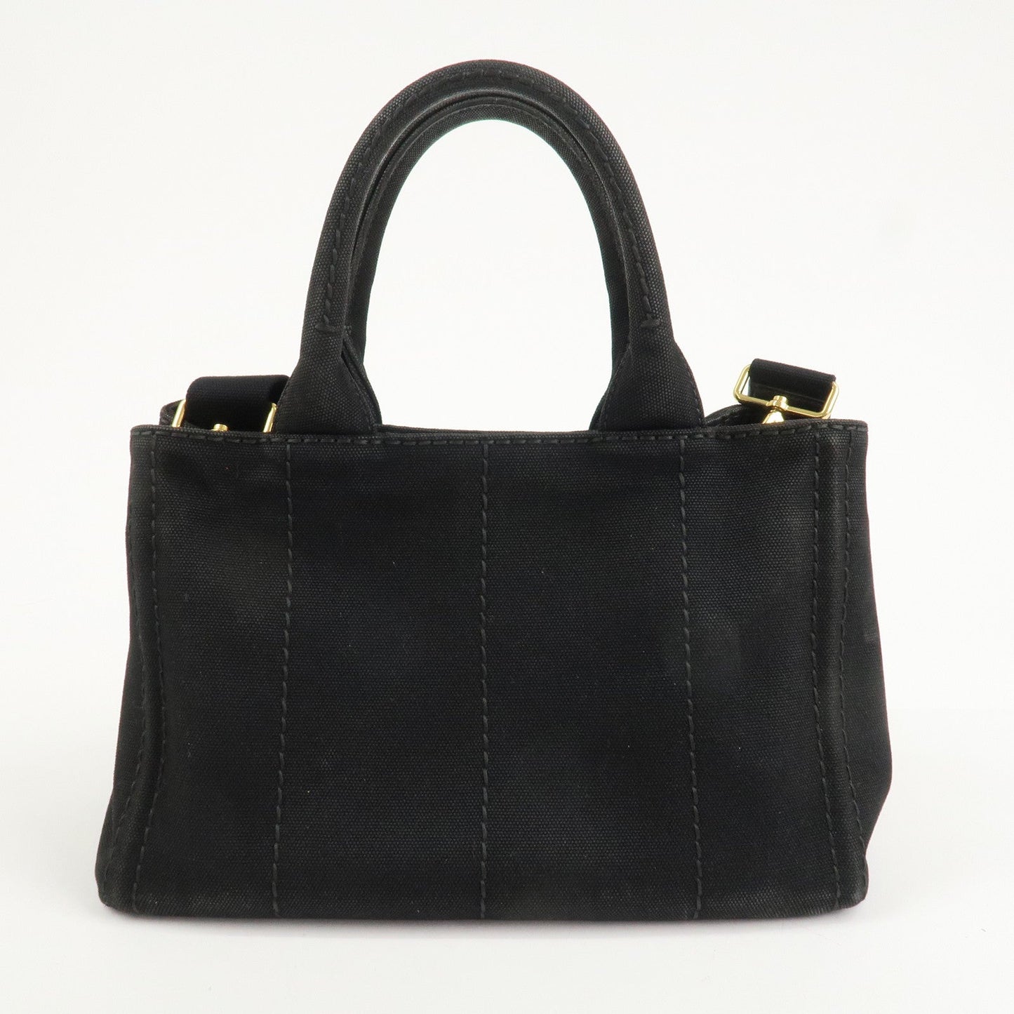 PRADA Canapa Mini Canvas 2Way Hand Bag Tote Bag Black 1BG439