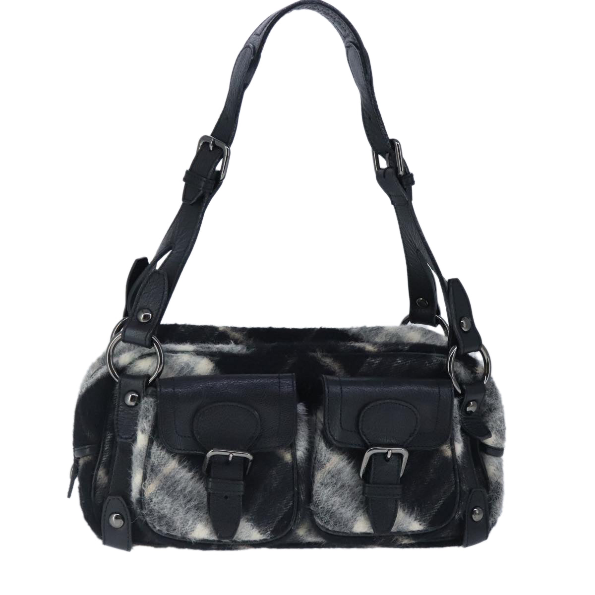 Burberry Blue Label Black Wool Shoulder Bag ( )