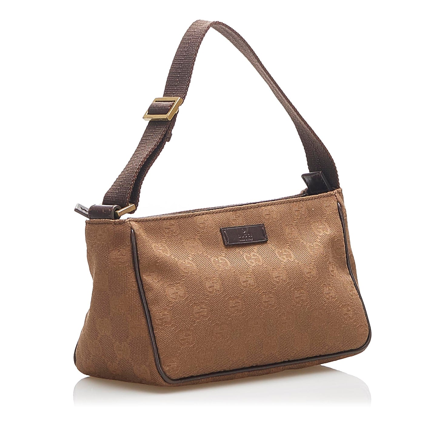 Gucci Baguette Leather Canvas Shoulder Bag