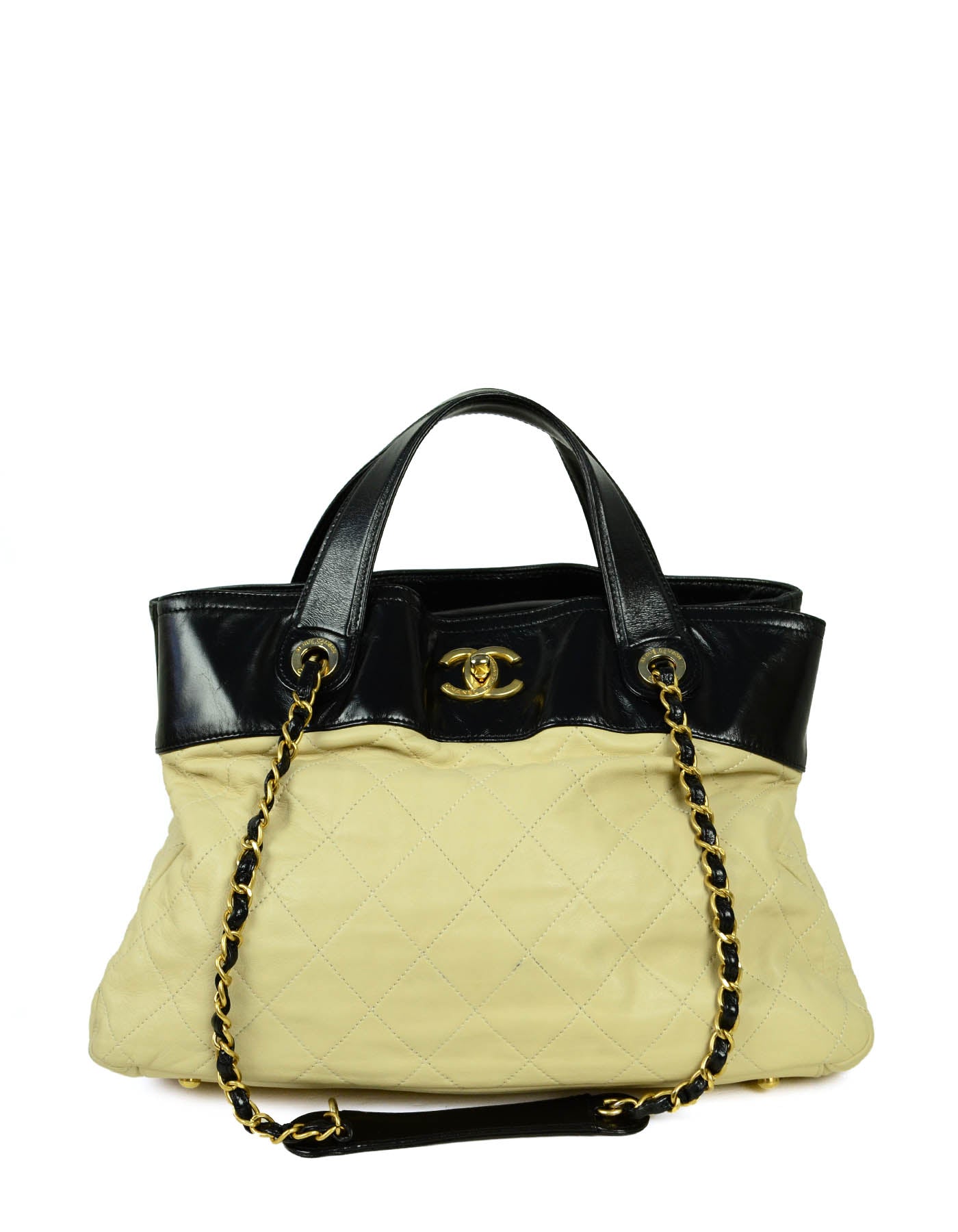 Chanel Black/Beige Quilted Leather In-the-Mix Tote Bag