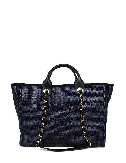 Chanel NEW 2020 Black Mixed Fibers Large Deauville Tote Bag