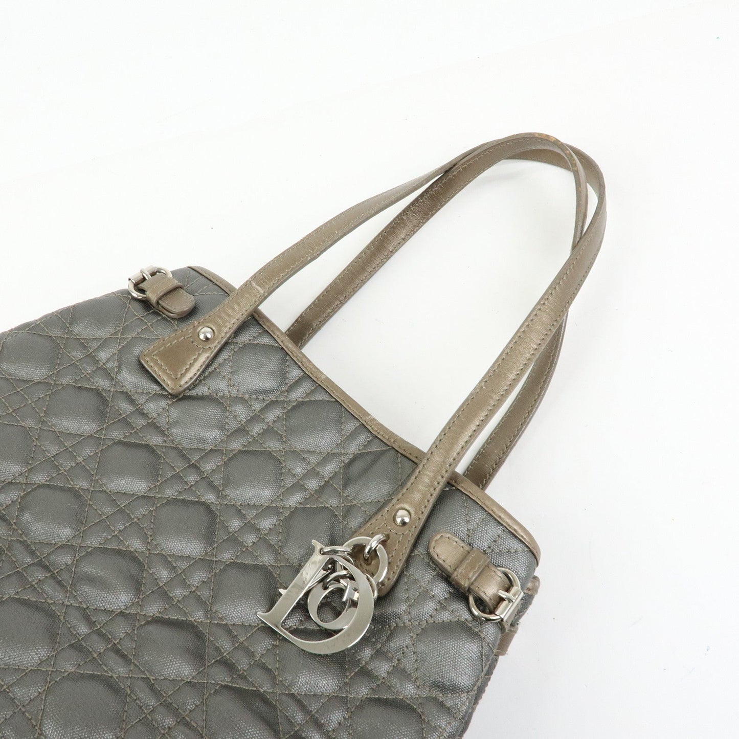Christian Dior Panarea Cannage PVC Coated Canvas Tote Bag Gray