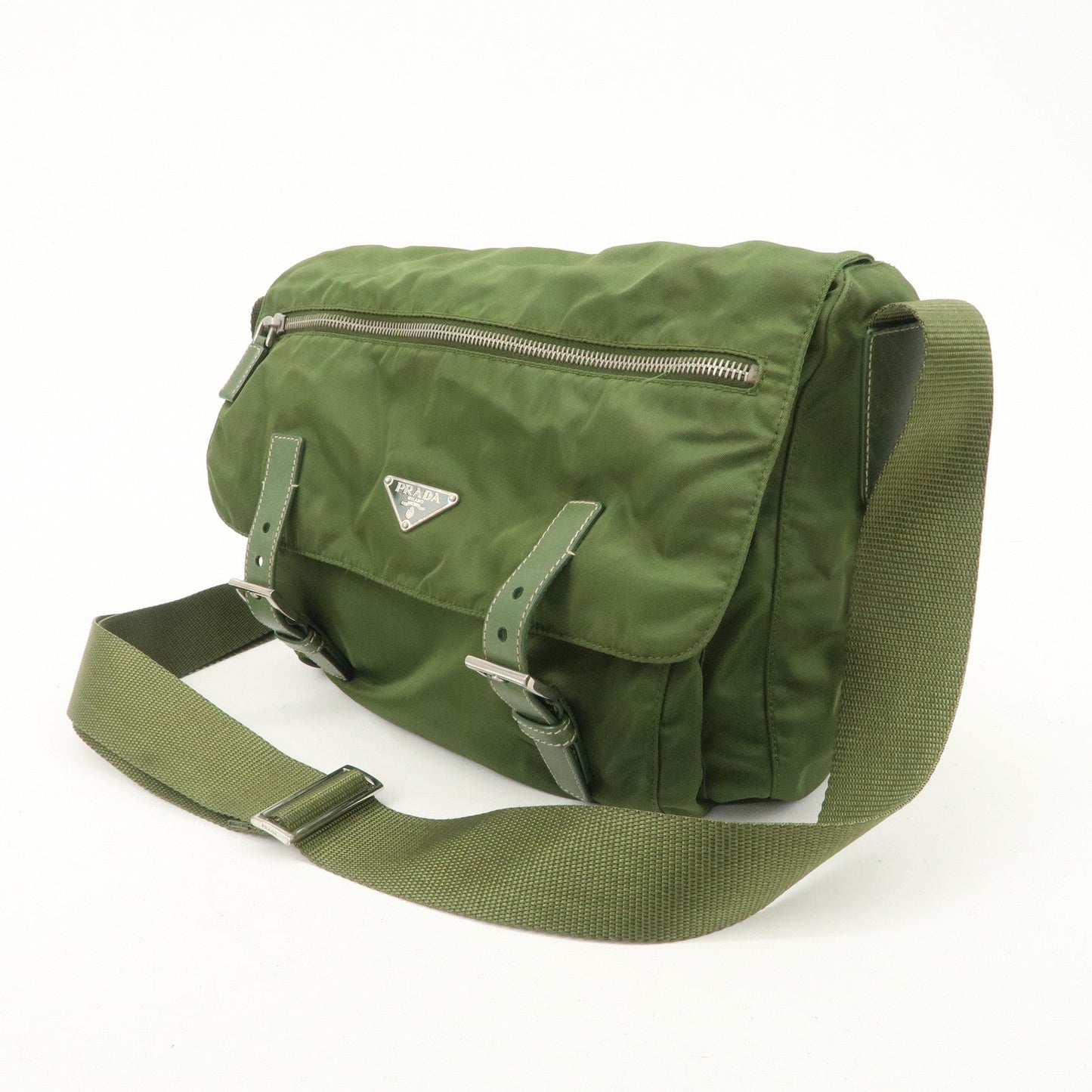 PRADA Triangle Logo Nylon Shoulder Bag Crossbody Bag Green