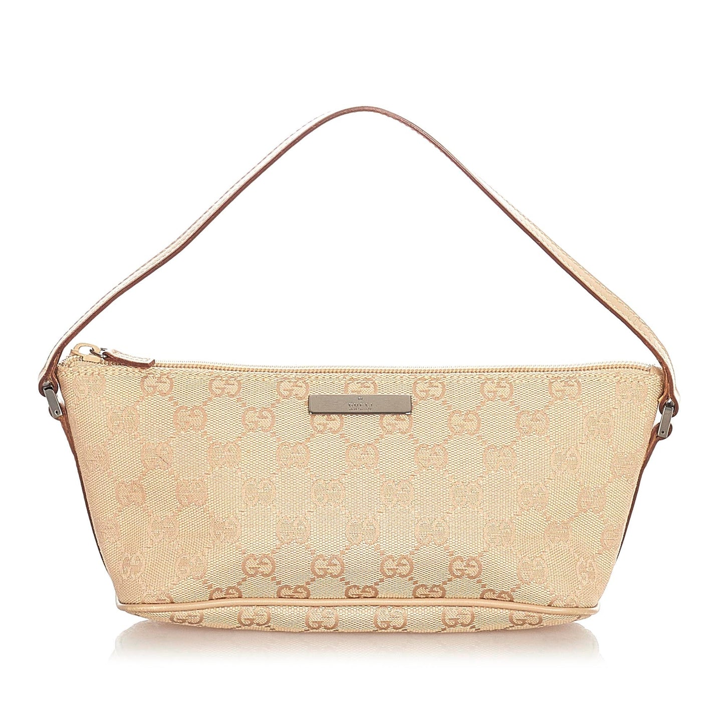 Gucci Baguette Leather Canvas Shoulder Bag