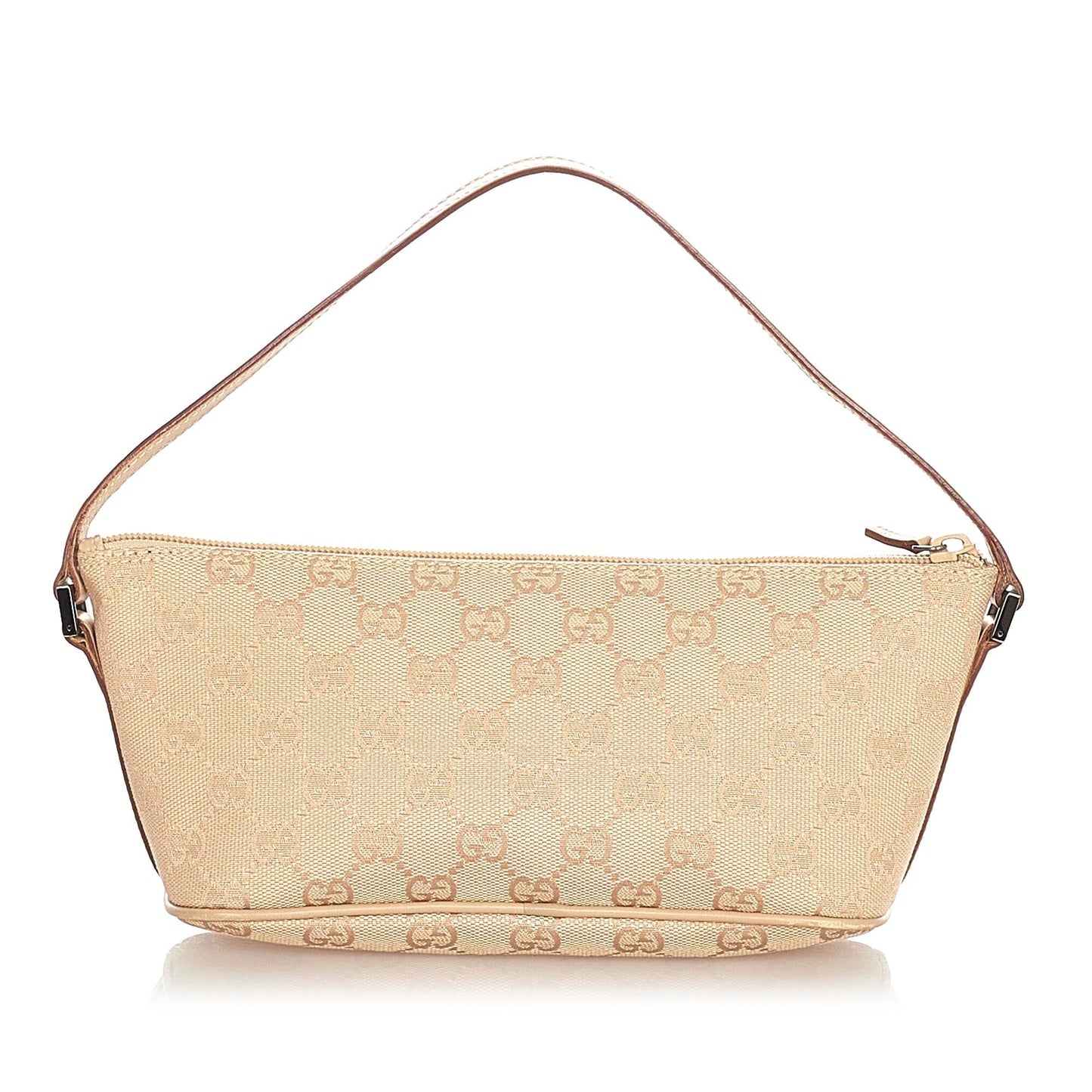 Gucci Baguette Leather Canvas Shoulder Bag