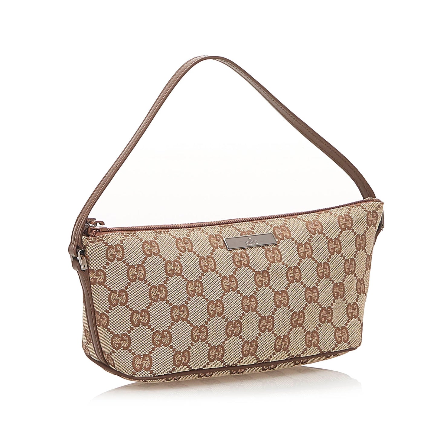 Gucci Baguette Leather Canvas Shoulder Bag