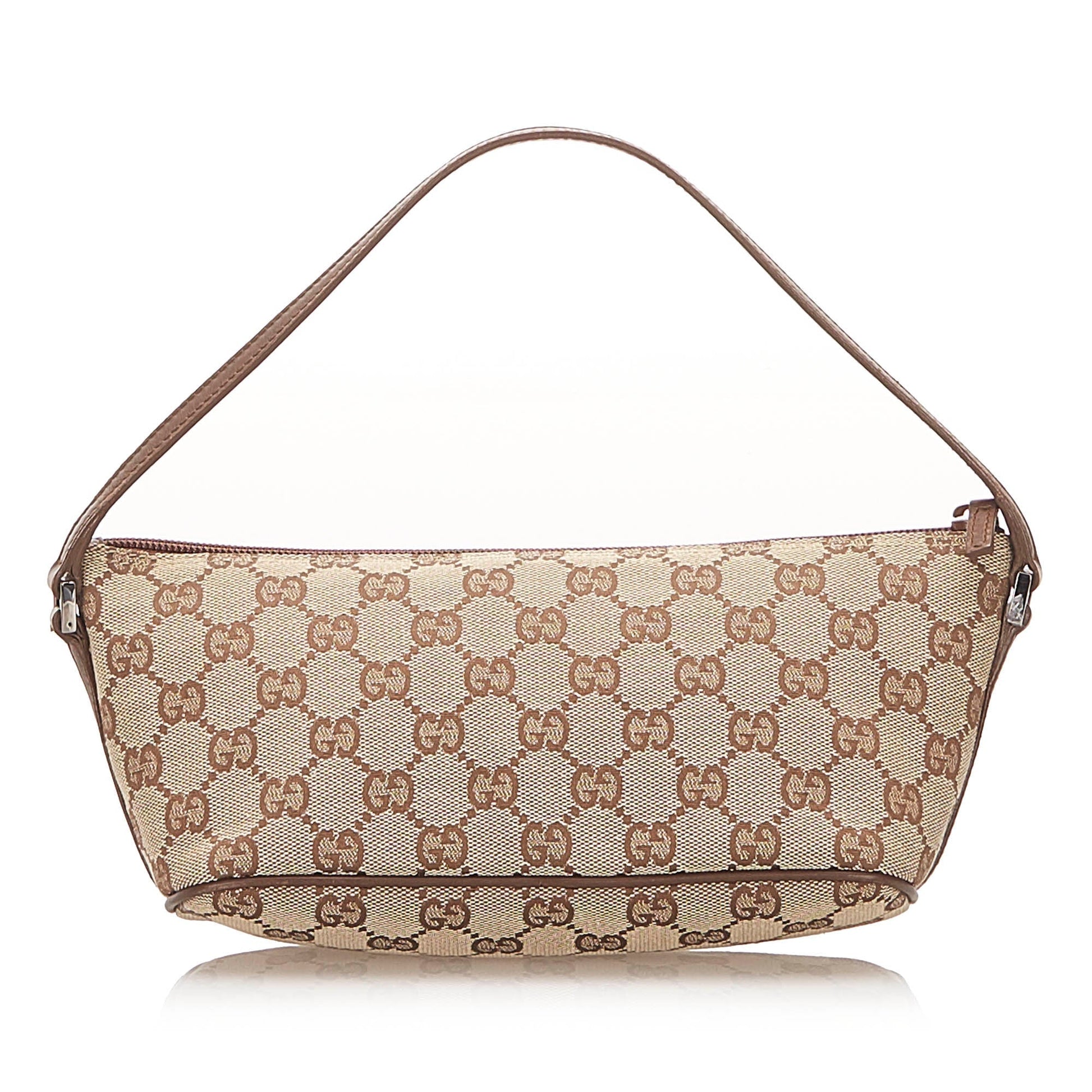 Gucci Baguette Leather Canvas Shoulder Bag
