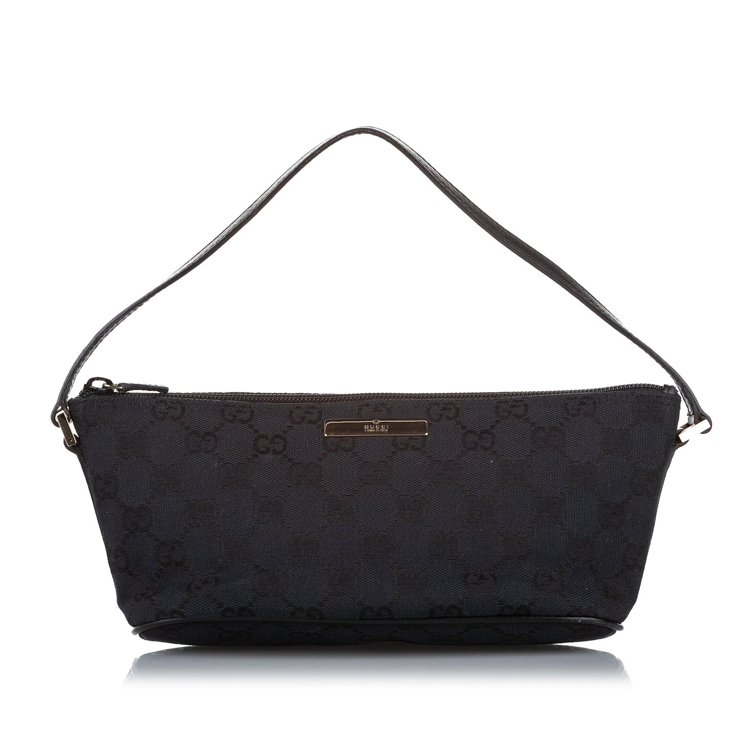 Gucci Baguette Leather Canvas Shoulder Bag