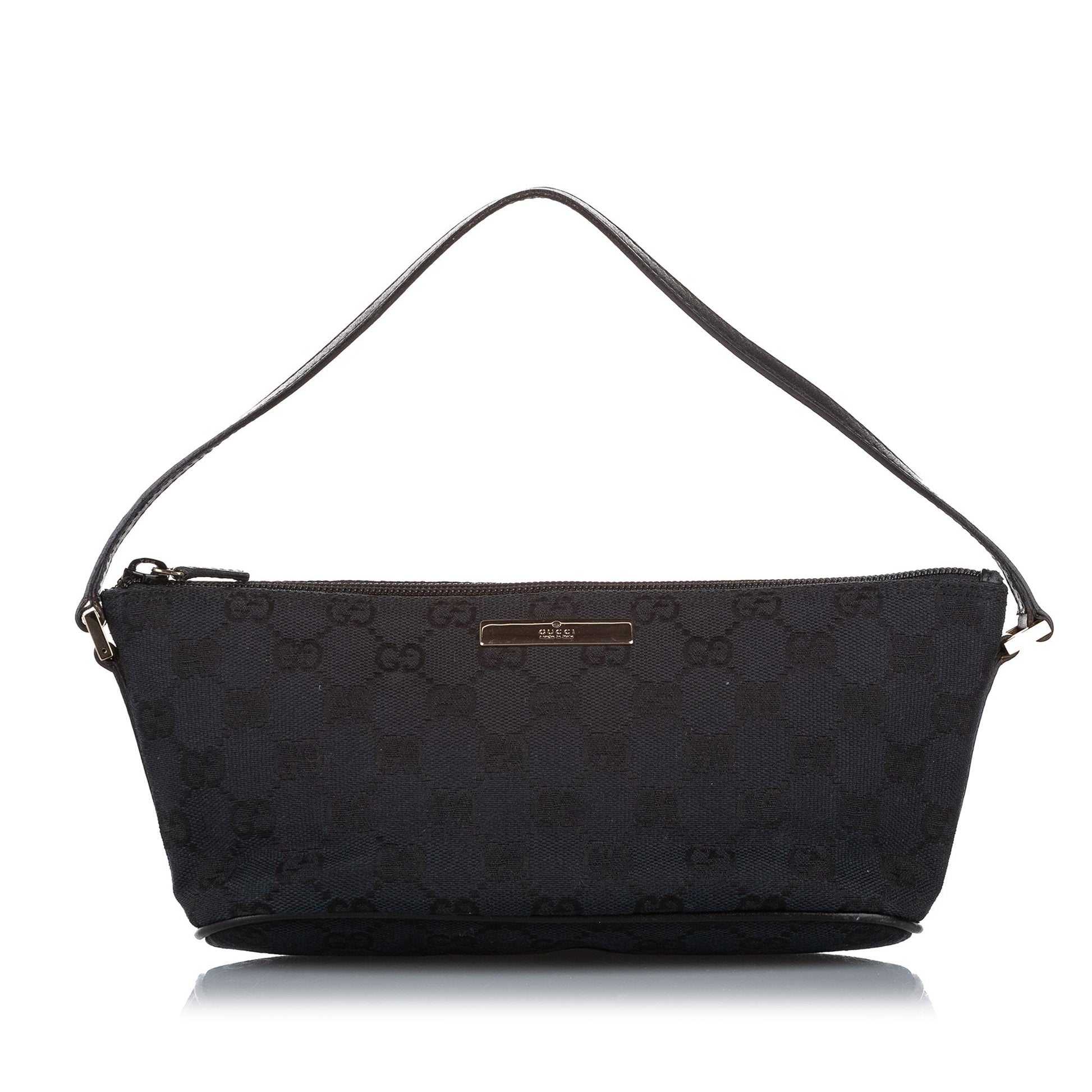 Gucci Baguette Leather Canvas Shoulder Bag