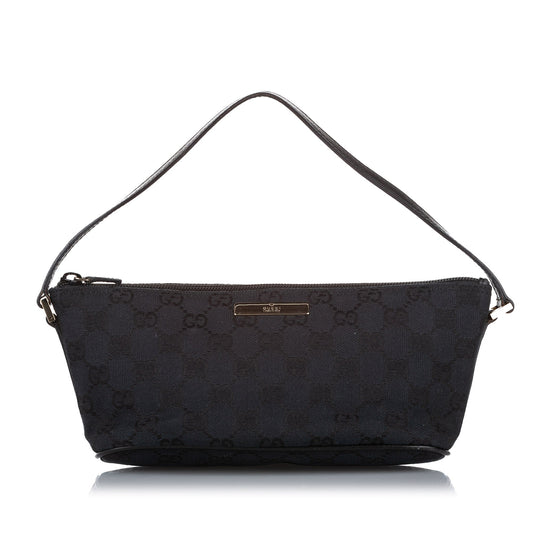Gucci Baguette Leather Canvas Shoulder Bag