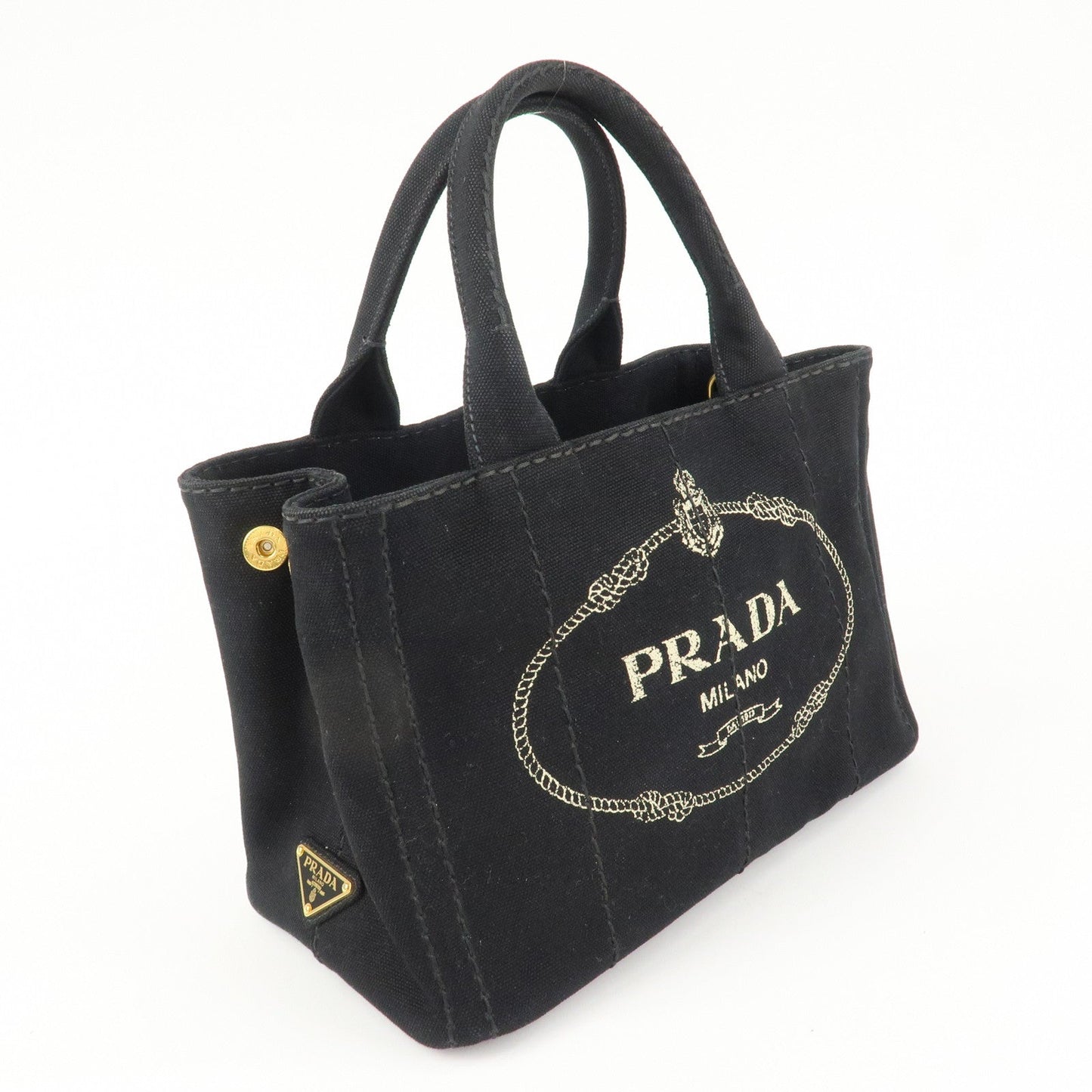 PRADA Canapa Mini Canvas 2Way Bag Hand Bag Shoulder Bag Black 1BG439