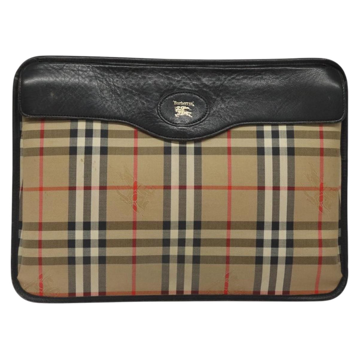 Burberry Nova Check Beige Canvas Clutch Bag ( )