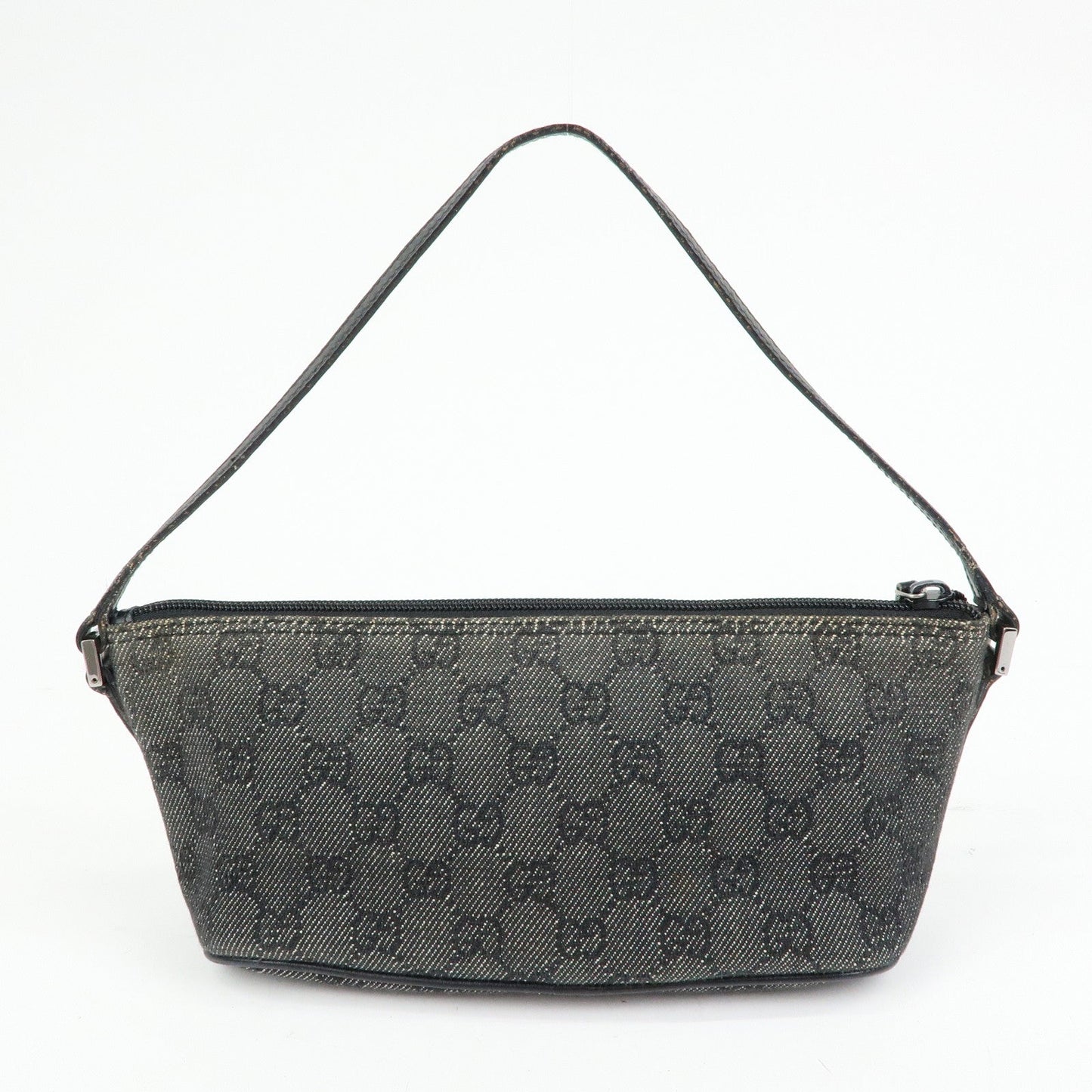 GUCCI Boat Bag GG Canvas Leather Accessory Pouch Black 07198