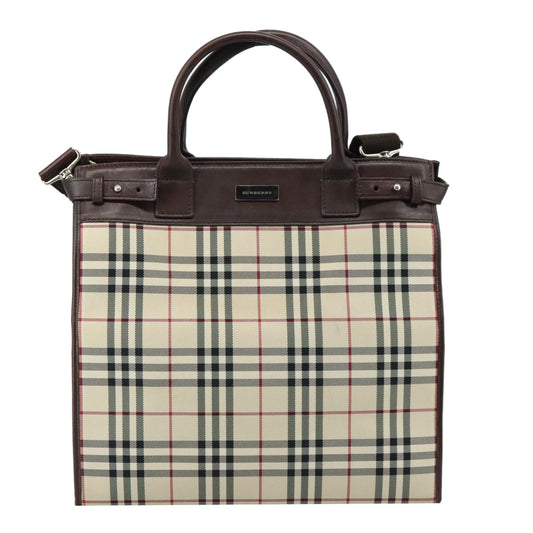 Burberry Nova Check Beige Canvas Handbag ( )