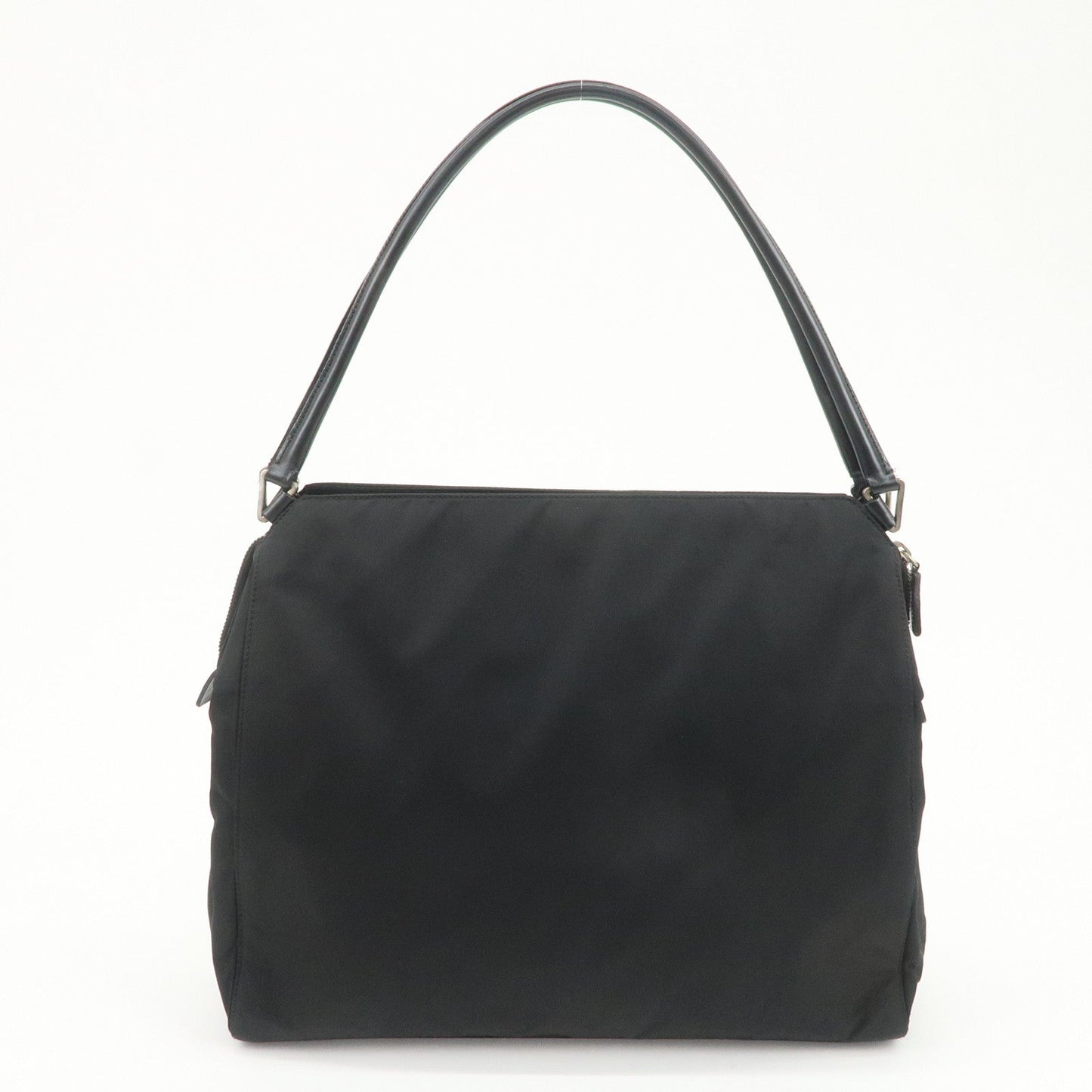 PRADA Triangle Logo Nylon Leather Shoulder Bag Hand Bag Black