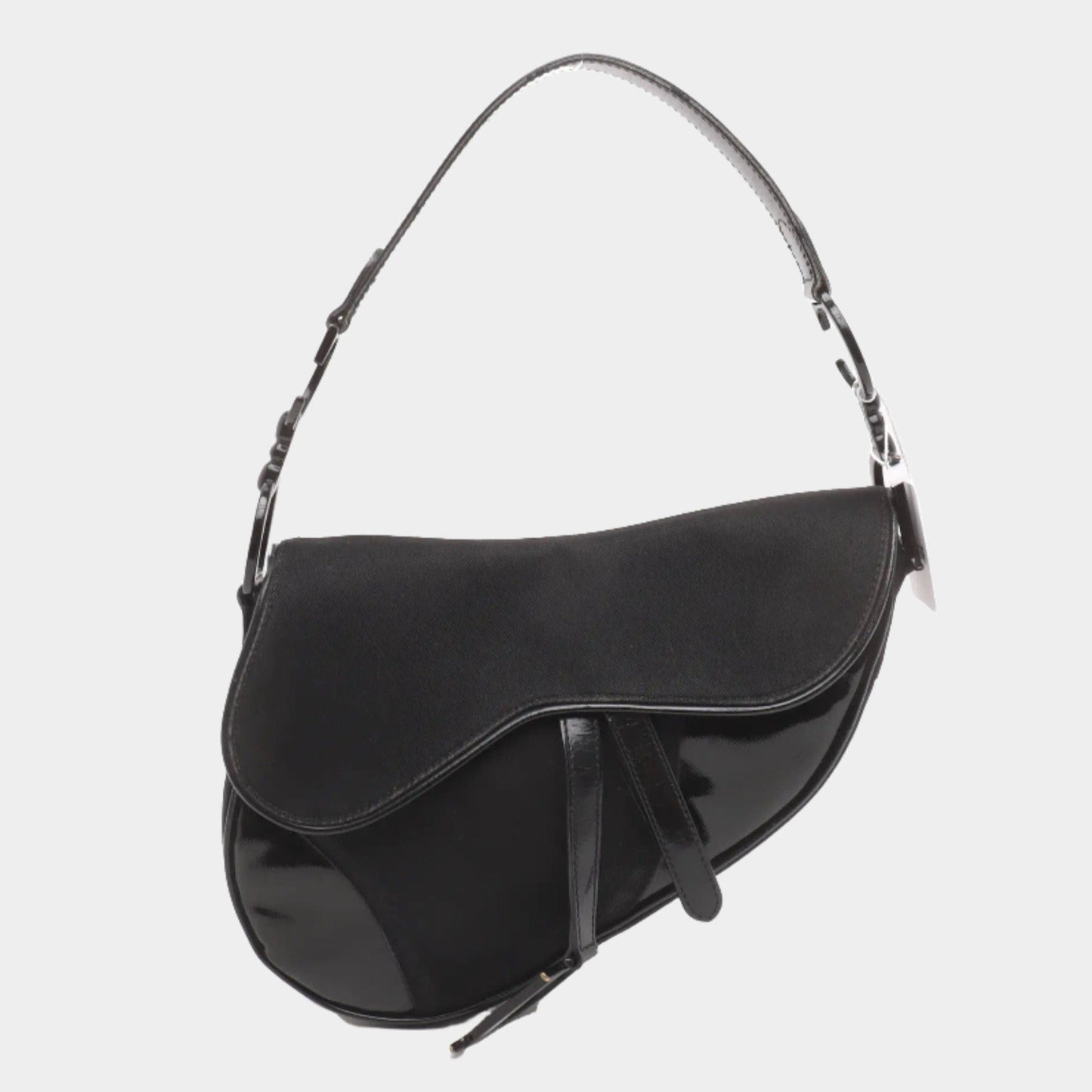 Dior Saddle Vintage So Black Fabric and Patent Leather Shoulder Bag