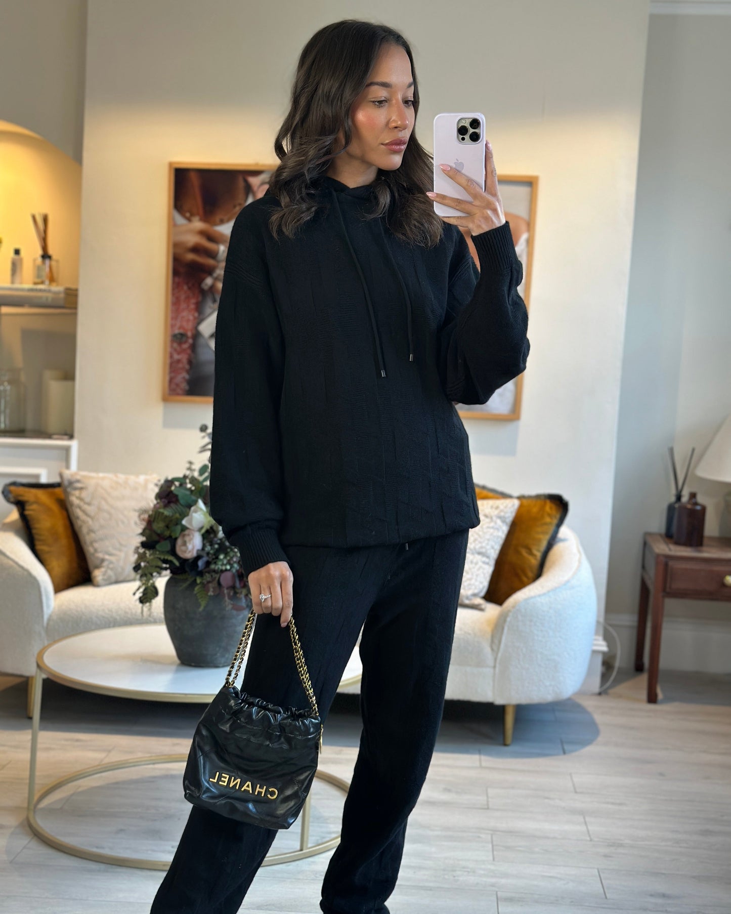 Chanel Mini 22 Bag in Black Shiny Calfskin with Gold Hardware
