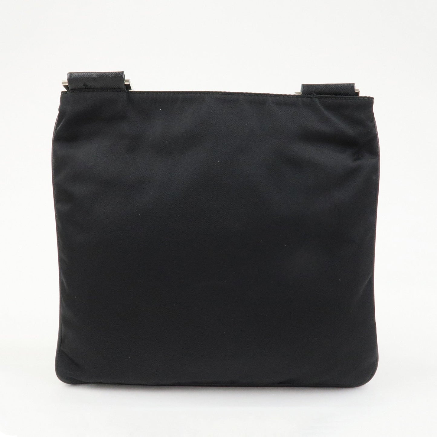 PRADA Triangle Logo Nylon Leather Shoulder Bag Black 1BH978