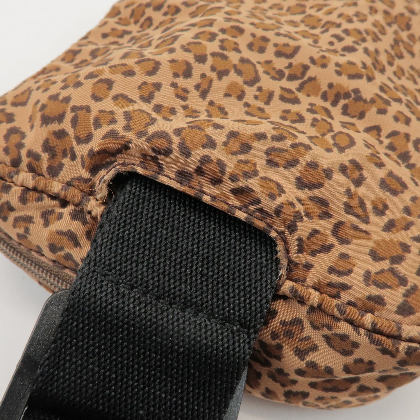 BOTTEGA VENETA Nylon Animal Print Waist Bag Brown Black 216371