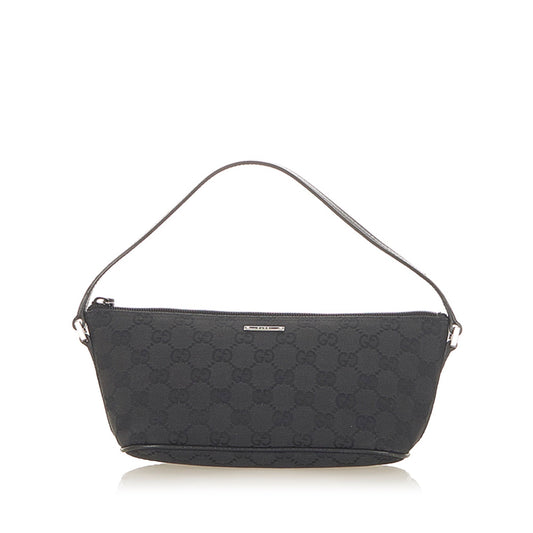 Gucci Baguette Leather Canvas Shoulder Bag