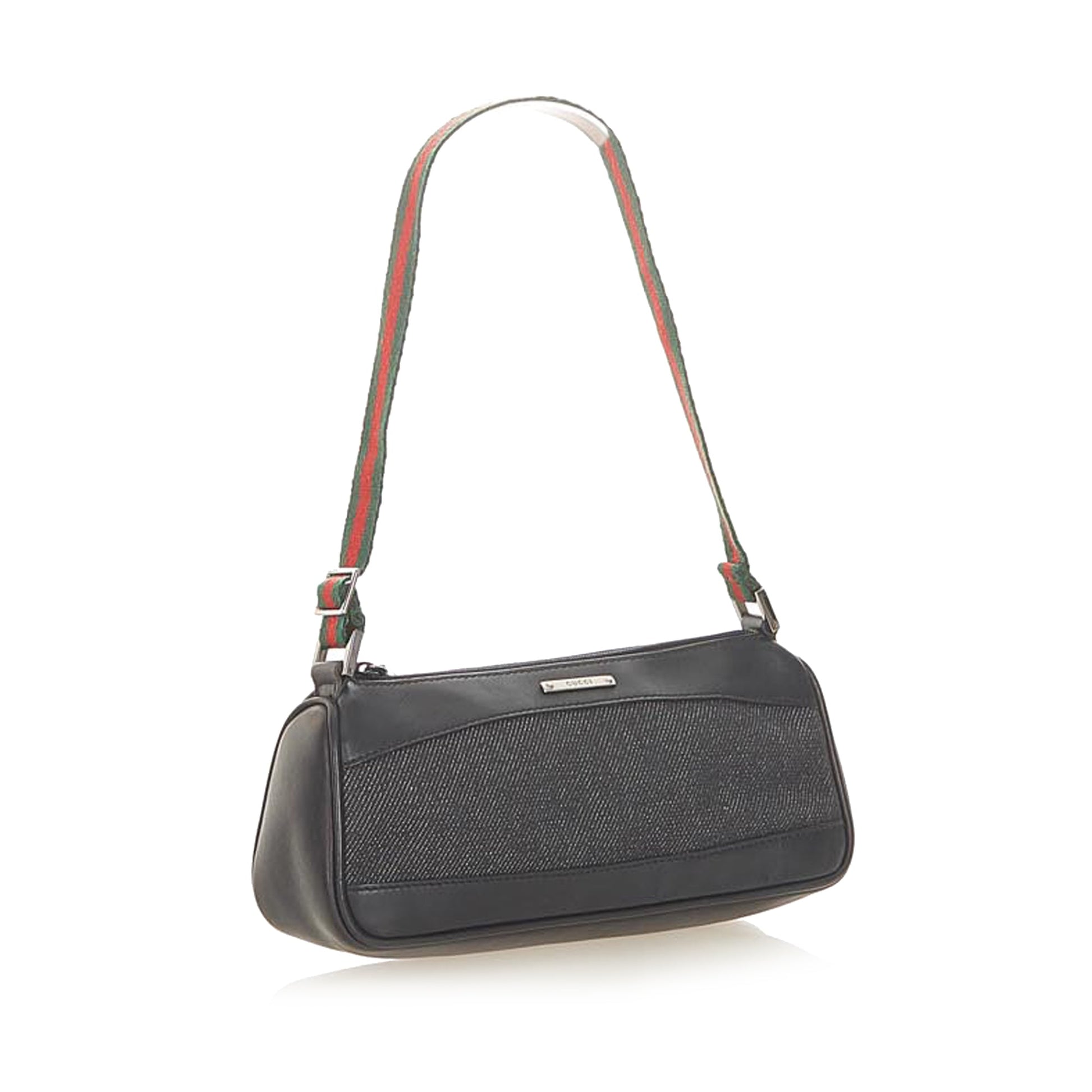 Gucci Web Leather Denim Shoulder Bag