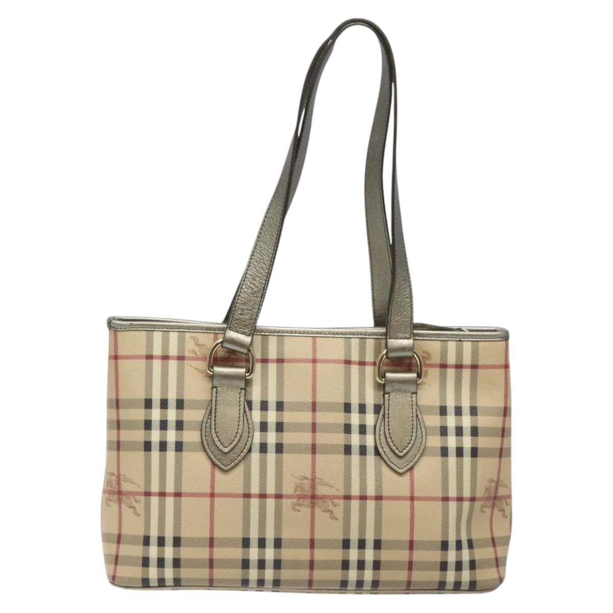 Burberry Haymarket Beige Canvas Shoulder Bag ( )
