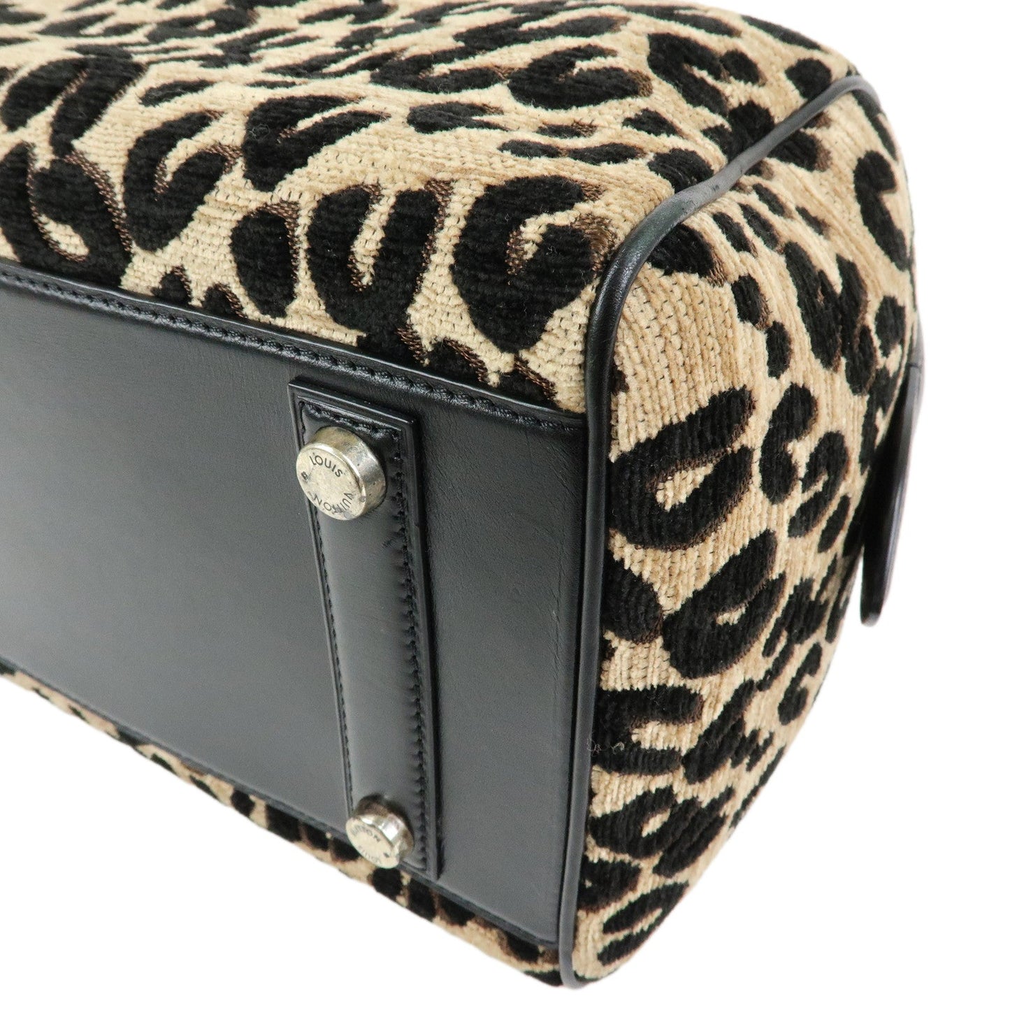 Louis Vuitton Speedy 30 Leopard Corduroy Leather Boston Bag M97396