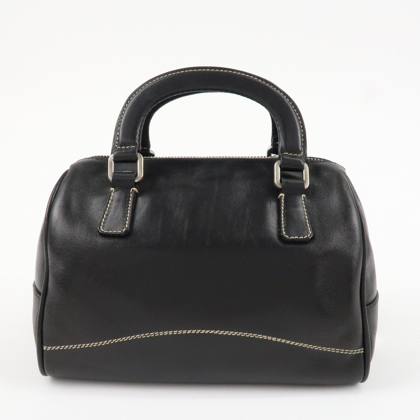 PRADA Leather Mini Boston Bag Hand Bag Black