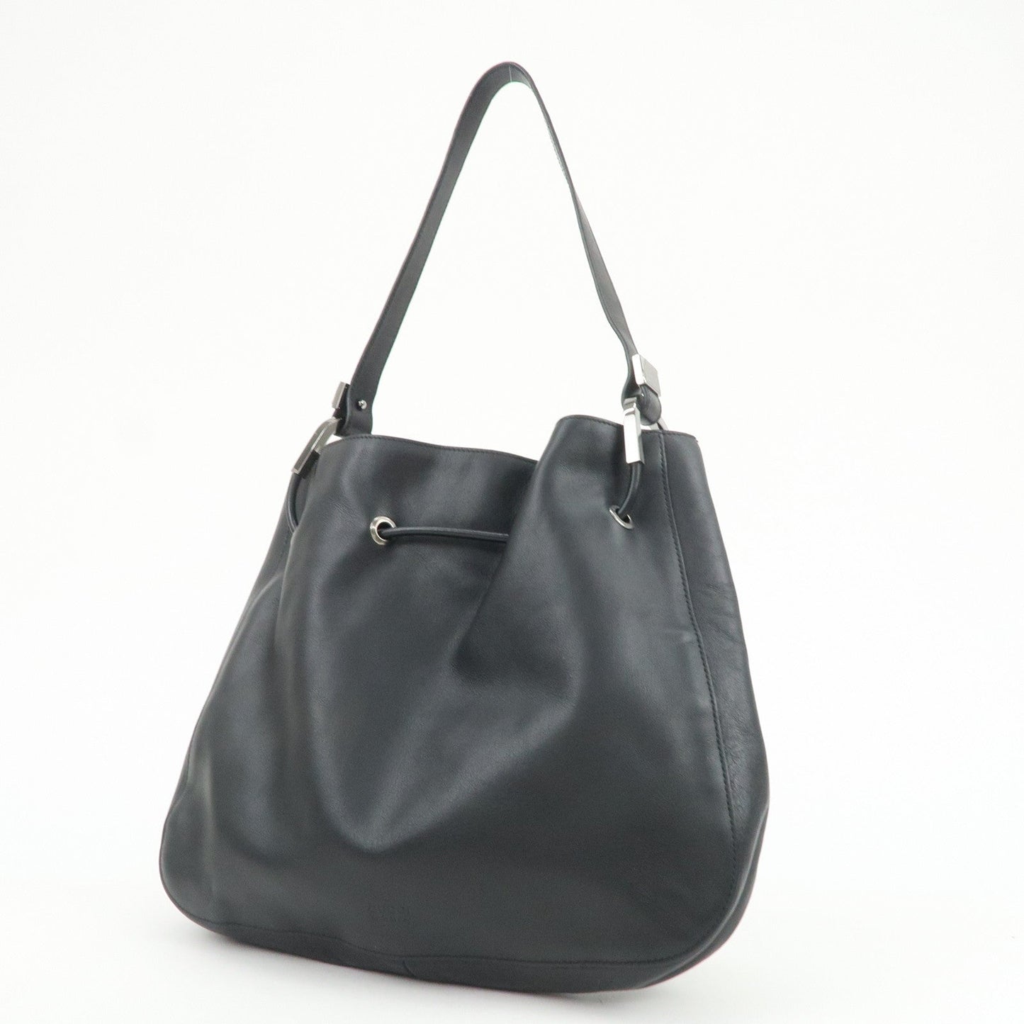GUCCI Logo Leather Shoulder Bag Hand Bag Black 001?3748