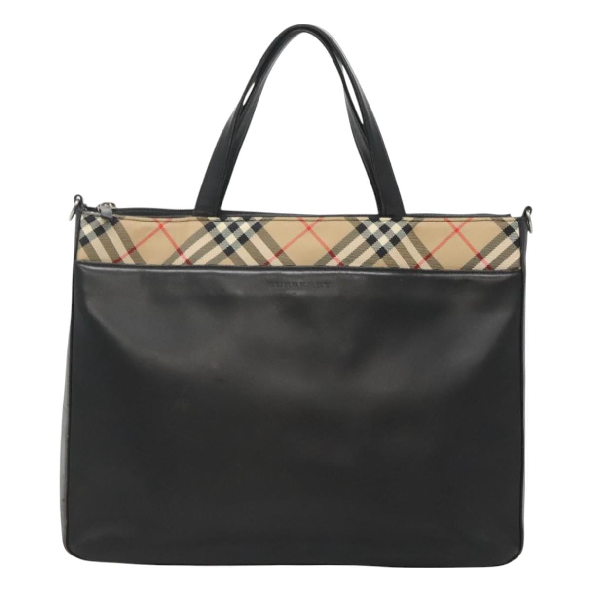 Burberry Nova Check Black Leather Handbag ( )