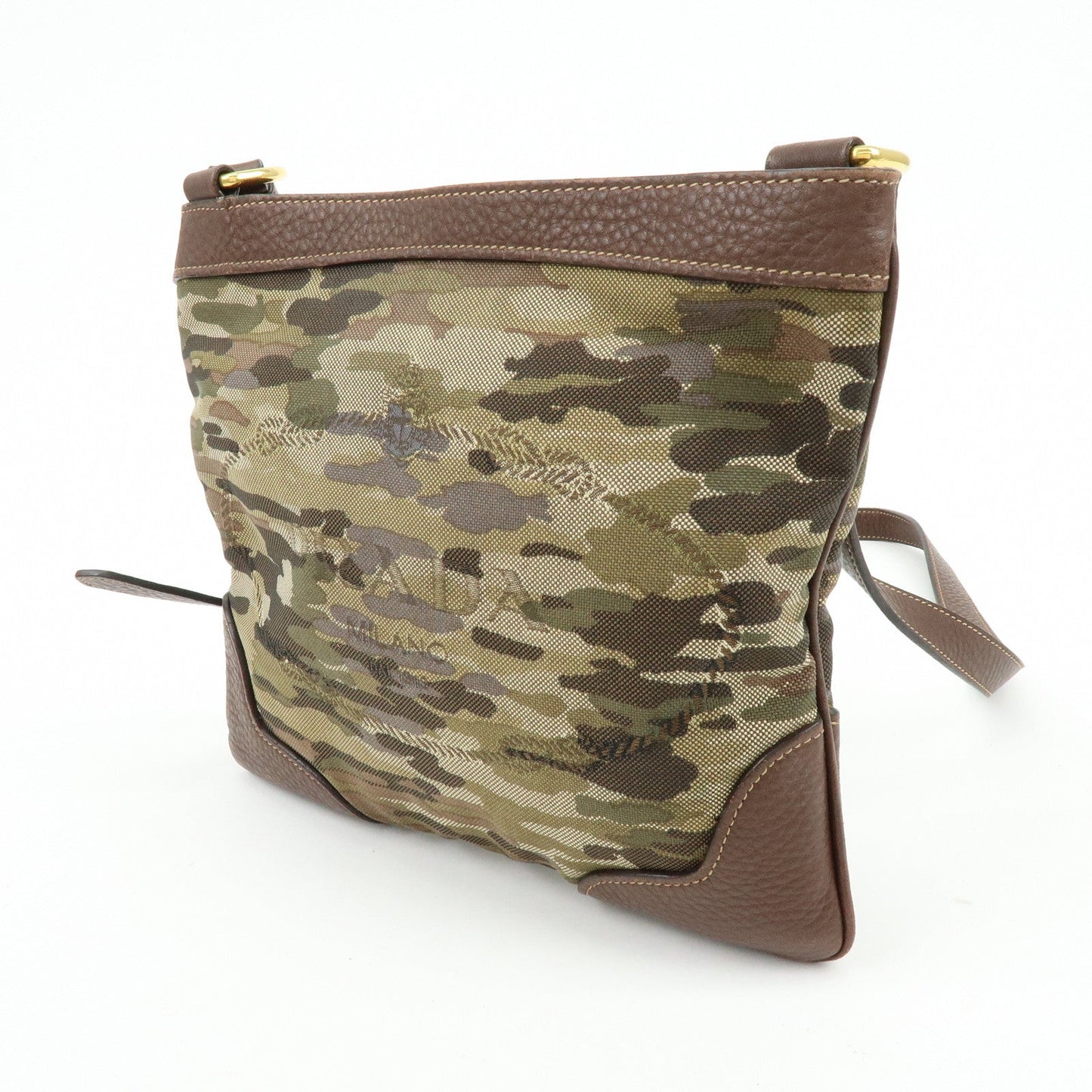 PRADA Logo Jacquard  Leather Shoulder Bag Crossbody Bag Camouflage