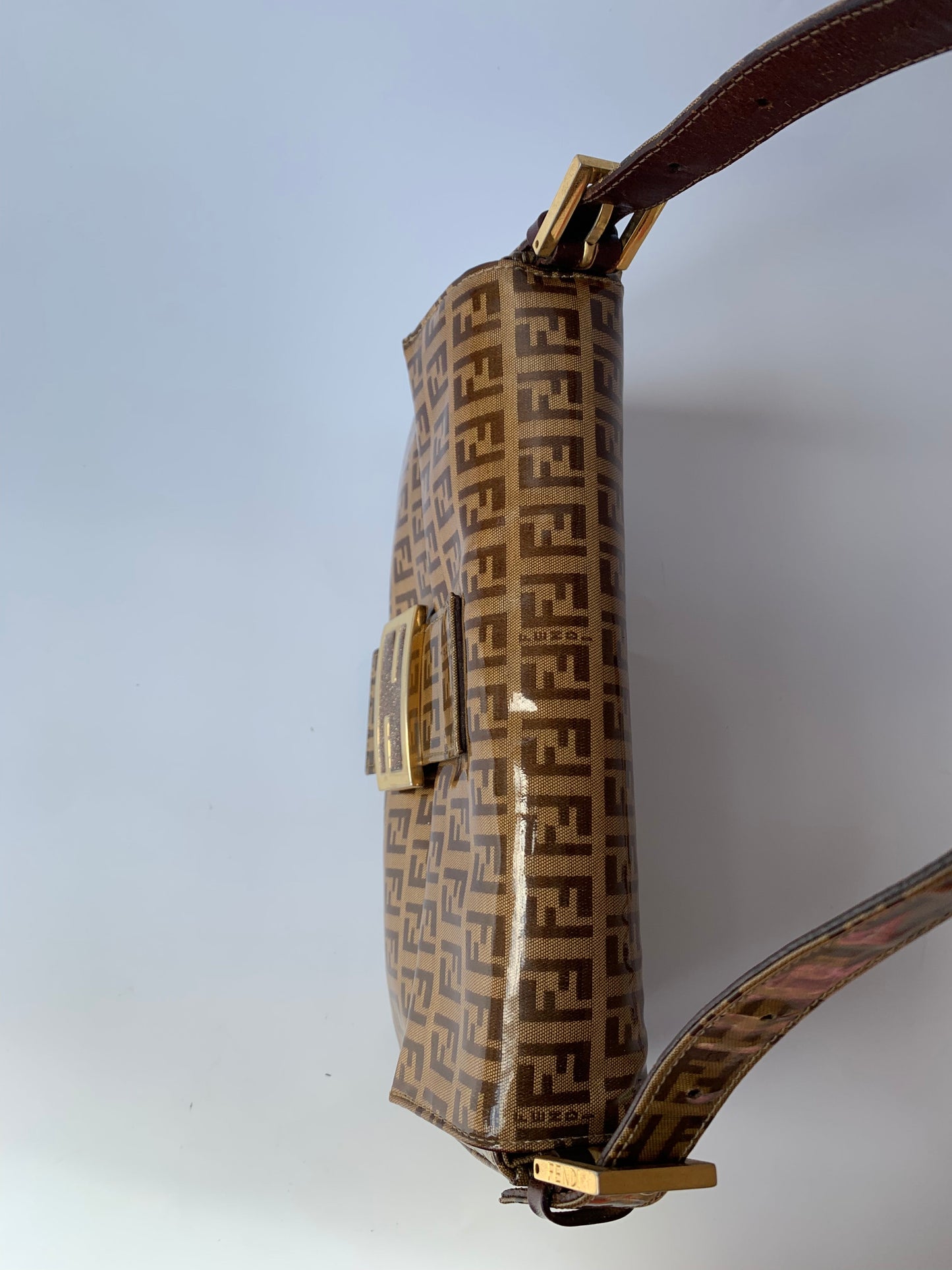 FENDI Baguette Zucchini Print Patent Leather