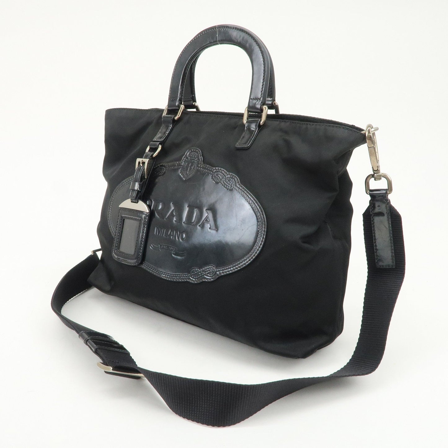 PRADA Nylon Leather 2Way Bag Hand Bag Shoulder Bag Black BR3228