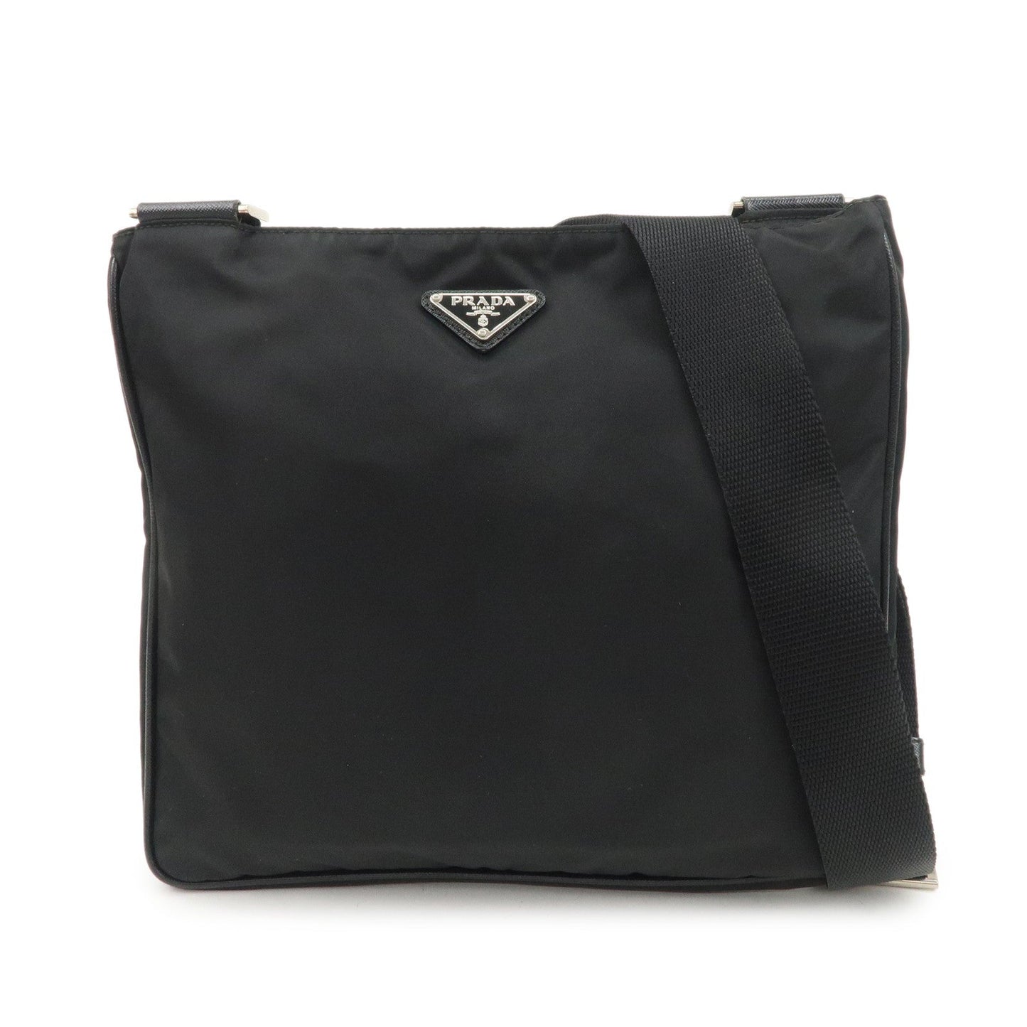 PRADA Triangle Logo Nylon Shoulder Bag Crossbody Bag Black