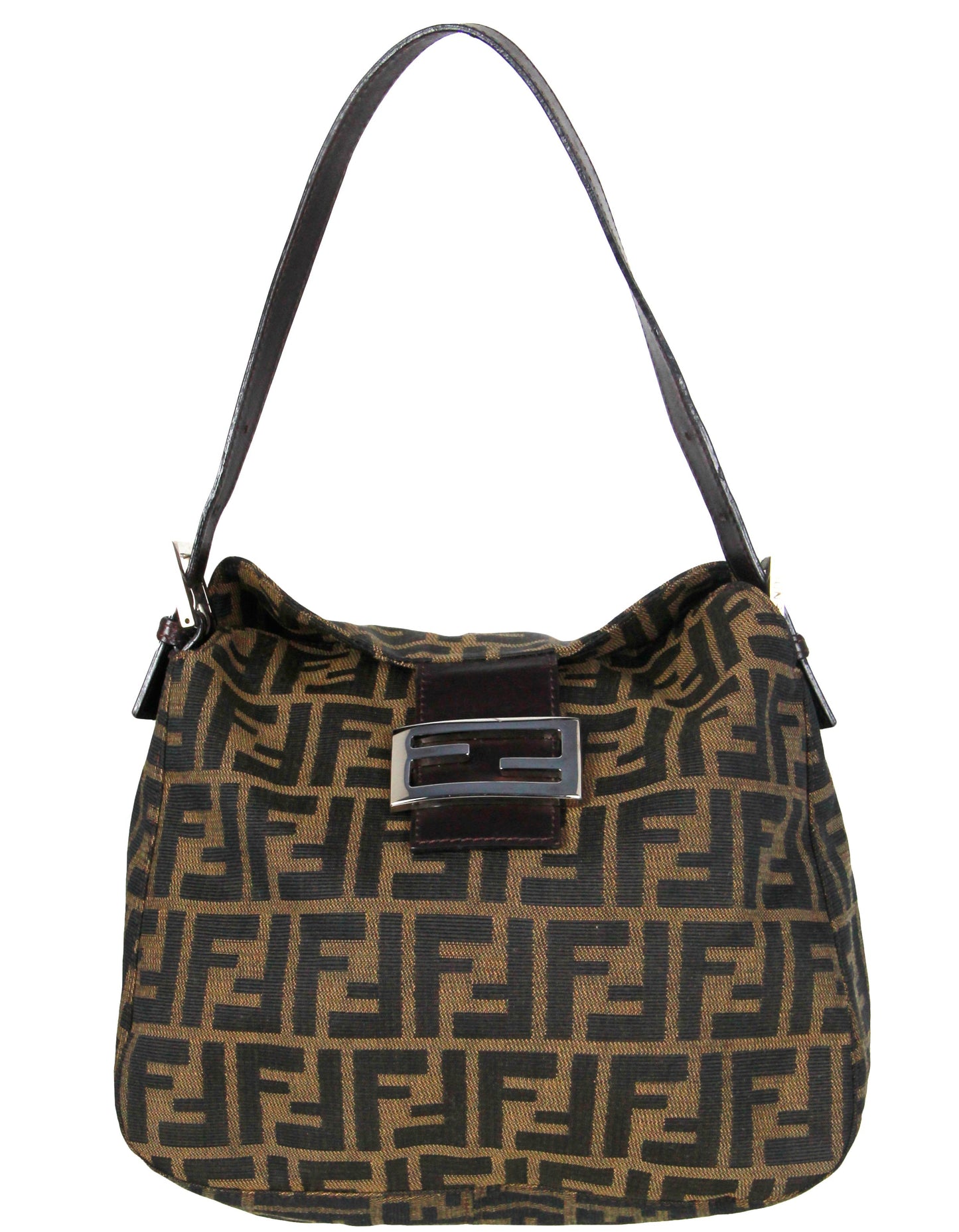 Fendi  Tobacco Zucca Monogram Flap Baguette Bag