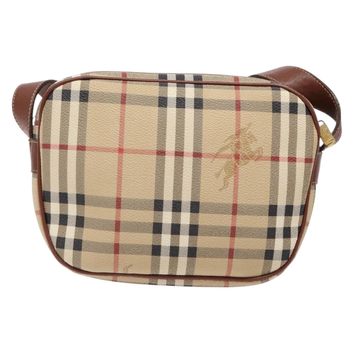 Burberry Nova Check Beige Canvas, Leather Shoulder Bag ( )
