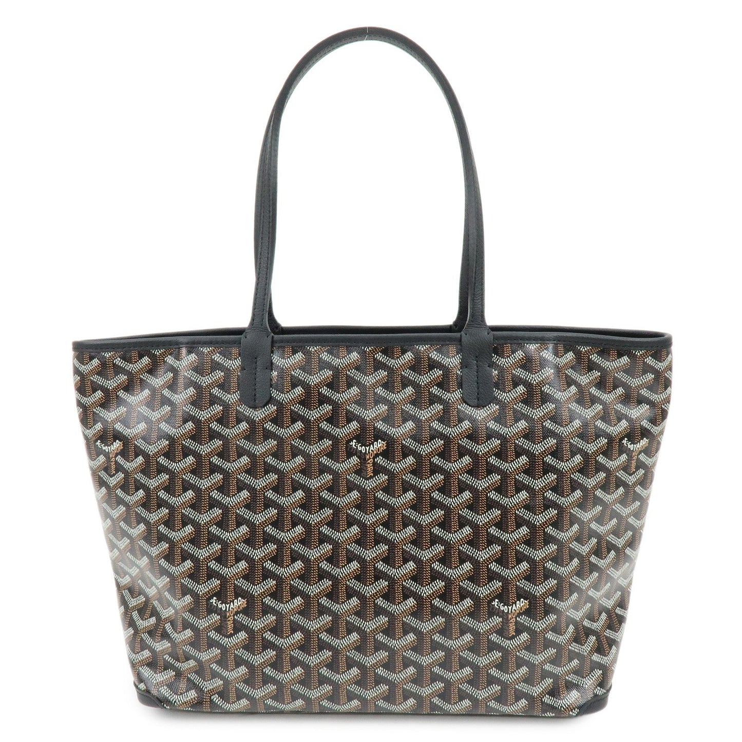 GOYARD Artois PM PVC Leather Tote Bag Hand Bag Black Brown