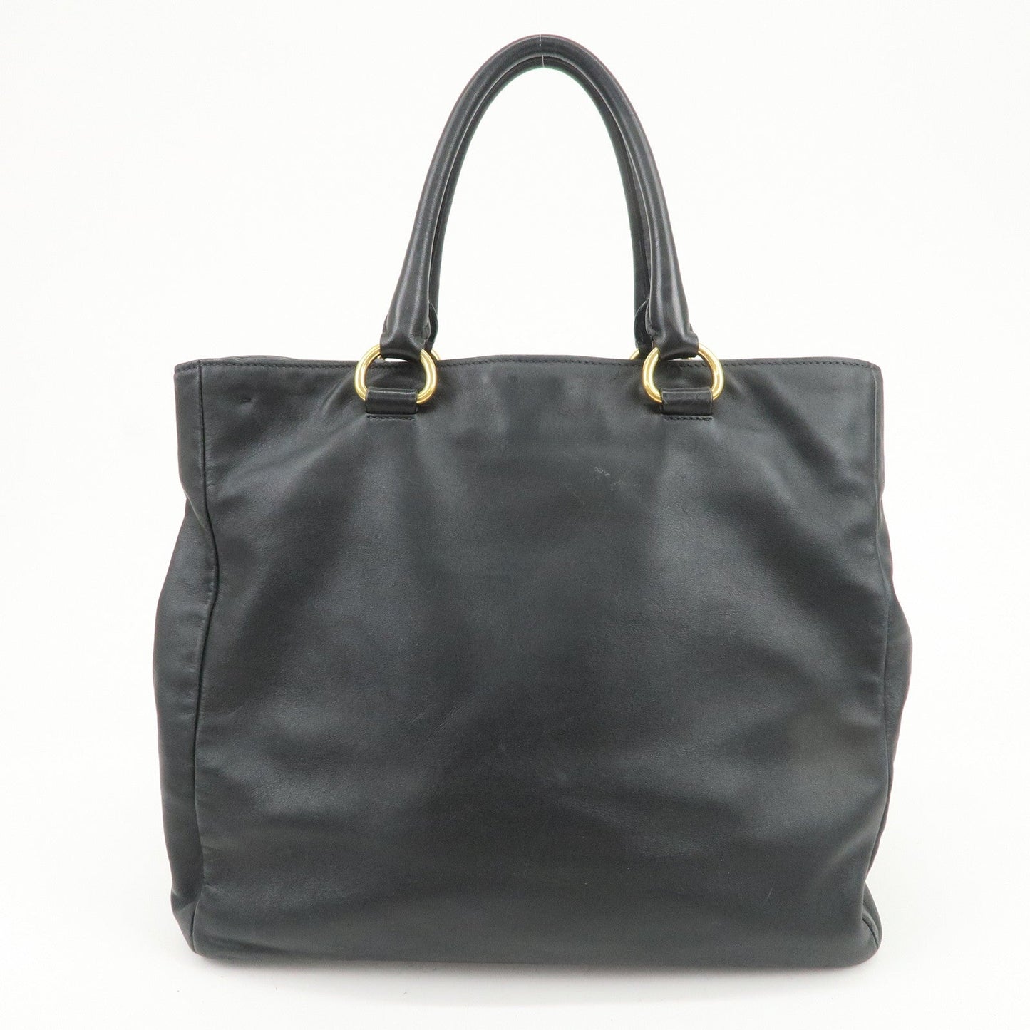 PRADA Logo Leather 2Way Hand Bag Tote Bag Shoulder Bag Black BN2151